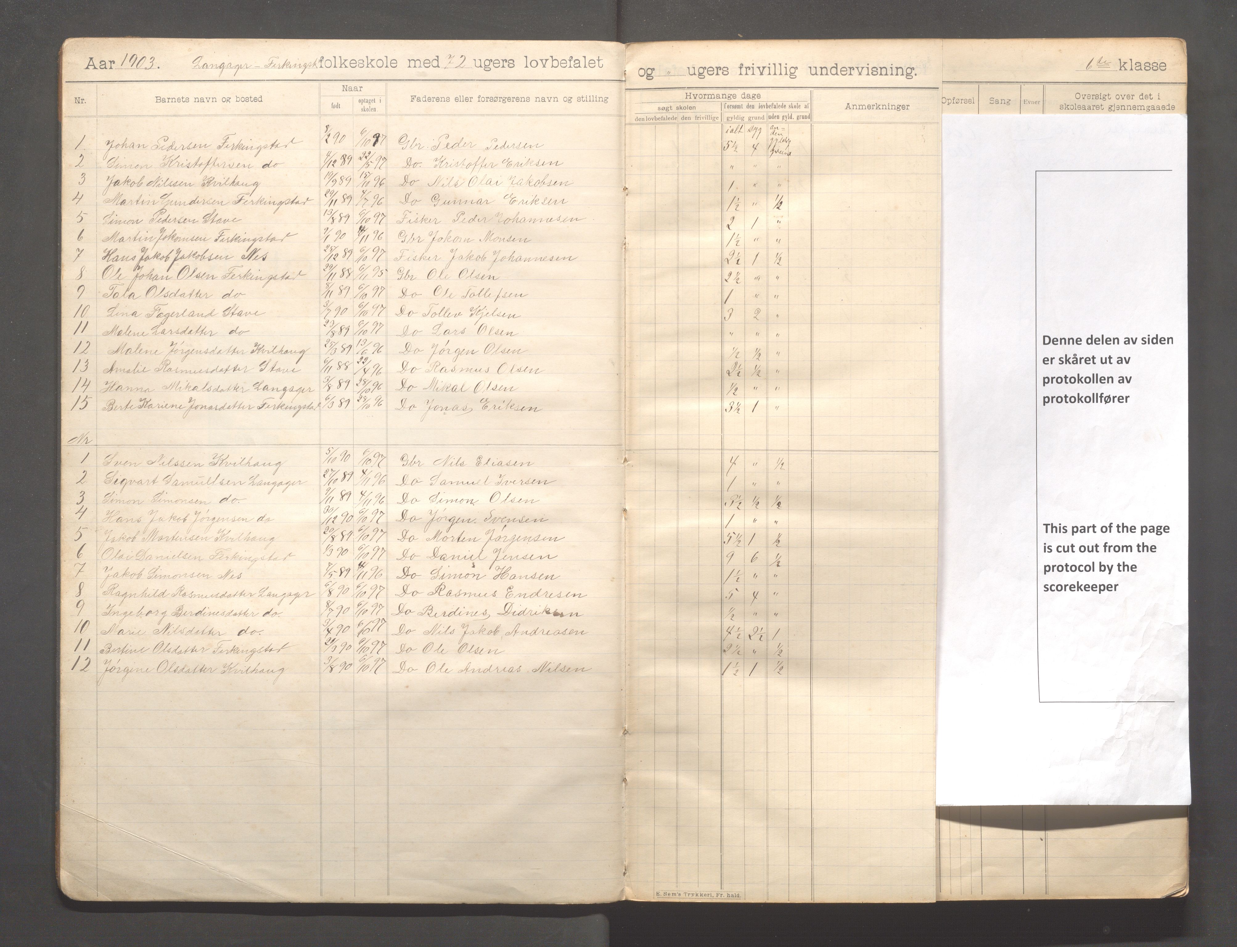 Skudenes kommune - Langåker - Ferkingstad skole, IKAR/A-303/H/L0002: Skoleprotokoll 1.-6. kl., 1903-1910, s. 3