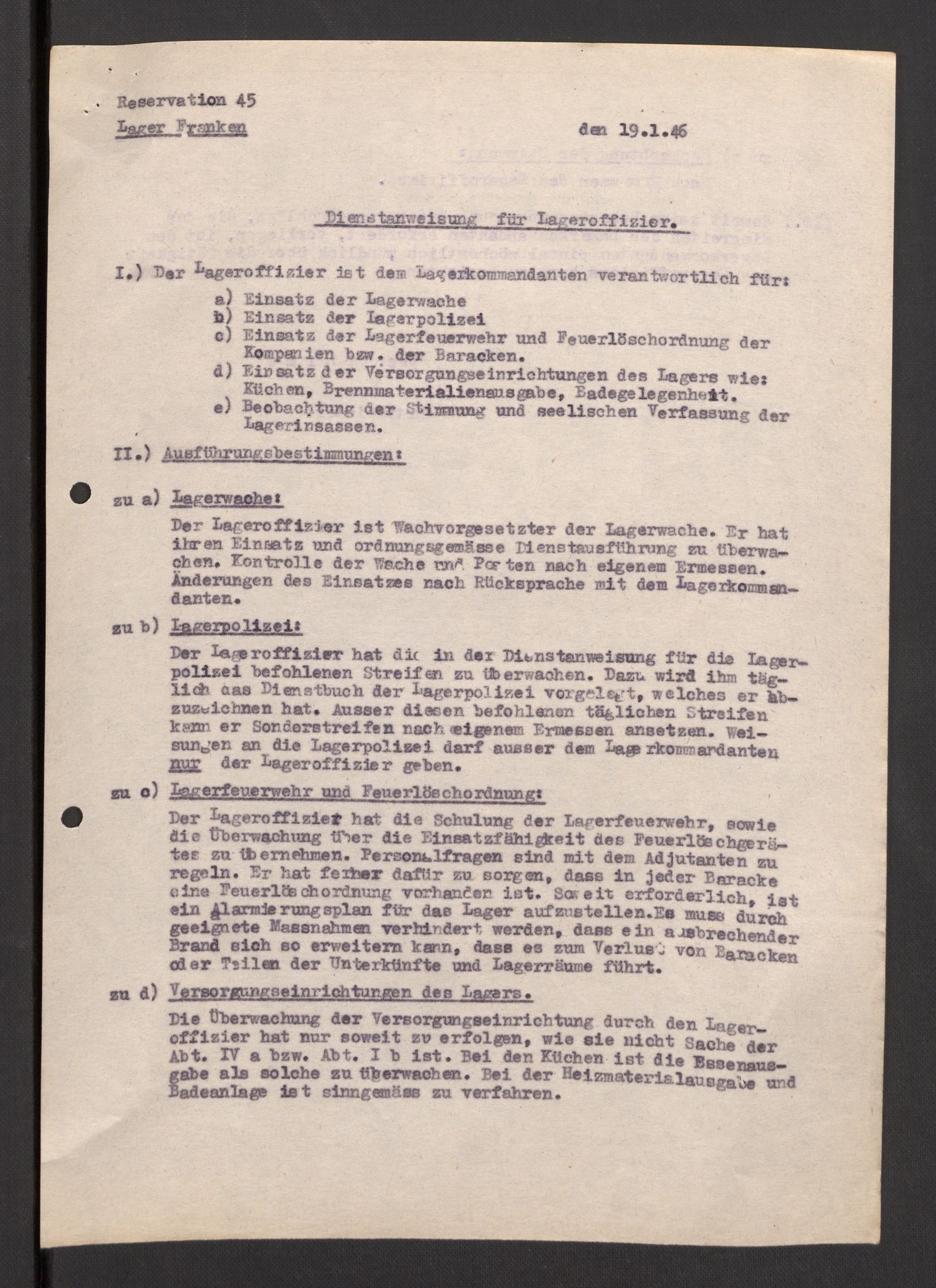 Deutscher Oberbefehlshaber Norwegen (DOBN), AV/RA-RAFA-2197/D/Dja/L0070/0001: DBO Abt. 1a / Lagerordnungen, 1946