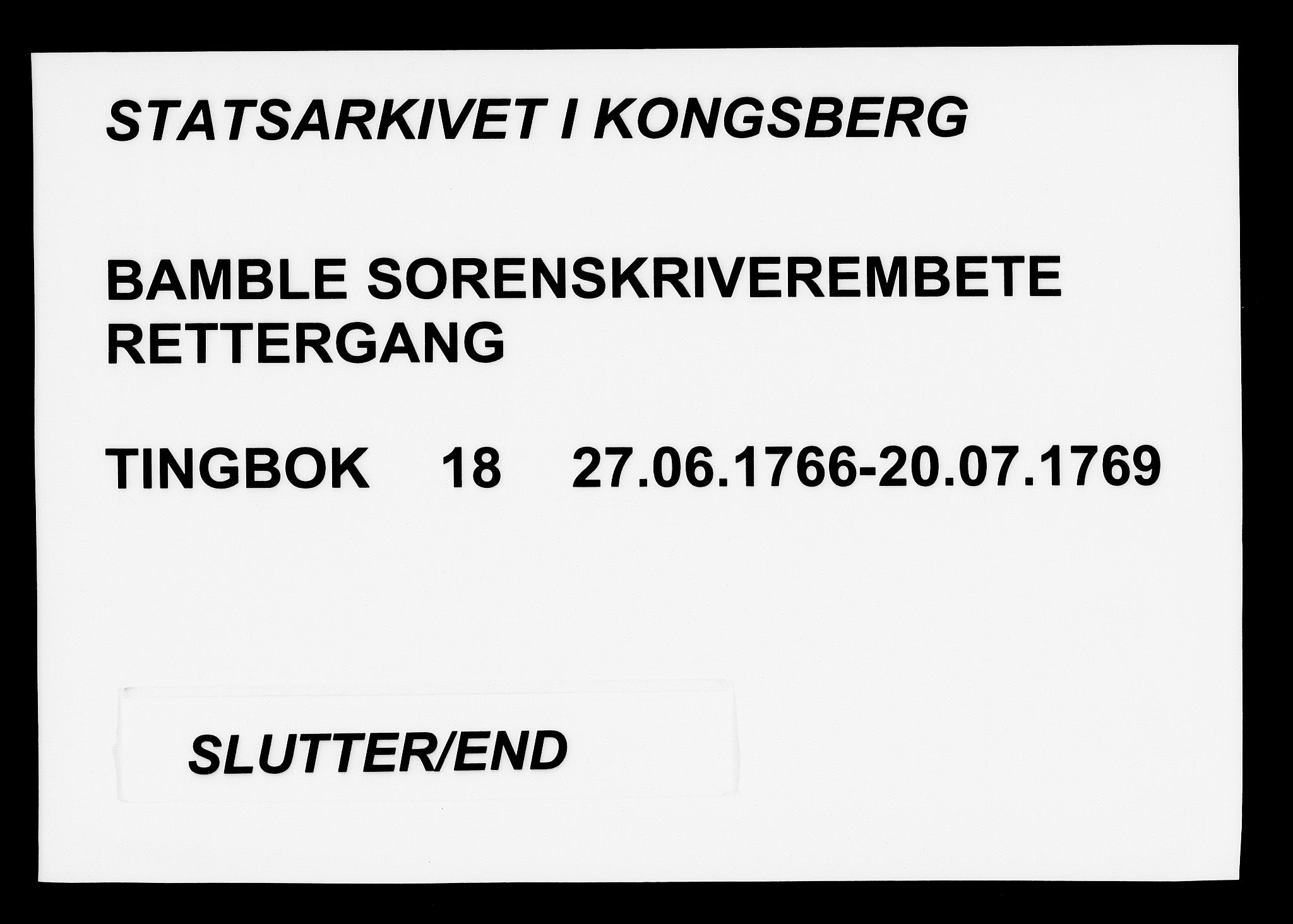 Bamble sorenskriveri, AV/SAKO-A-214/F/Fa/Faa/L0018: Tingbok, 1766-1769