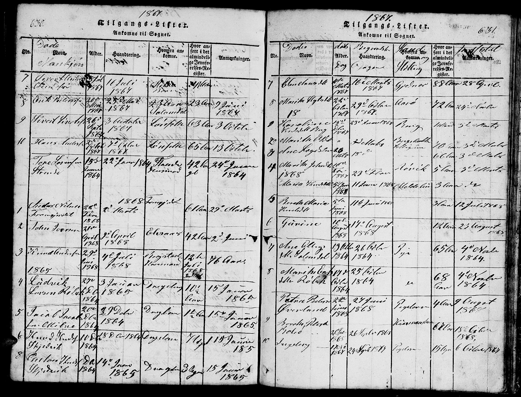 Ministerialprotokoller, klokkerbøker og fødselsregistre - Møre og Romsdal, AV/SAT-A-1454/555/L0665: Klokkerbok nr. 555C01, 1818-1868, s. 630-631