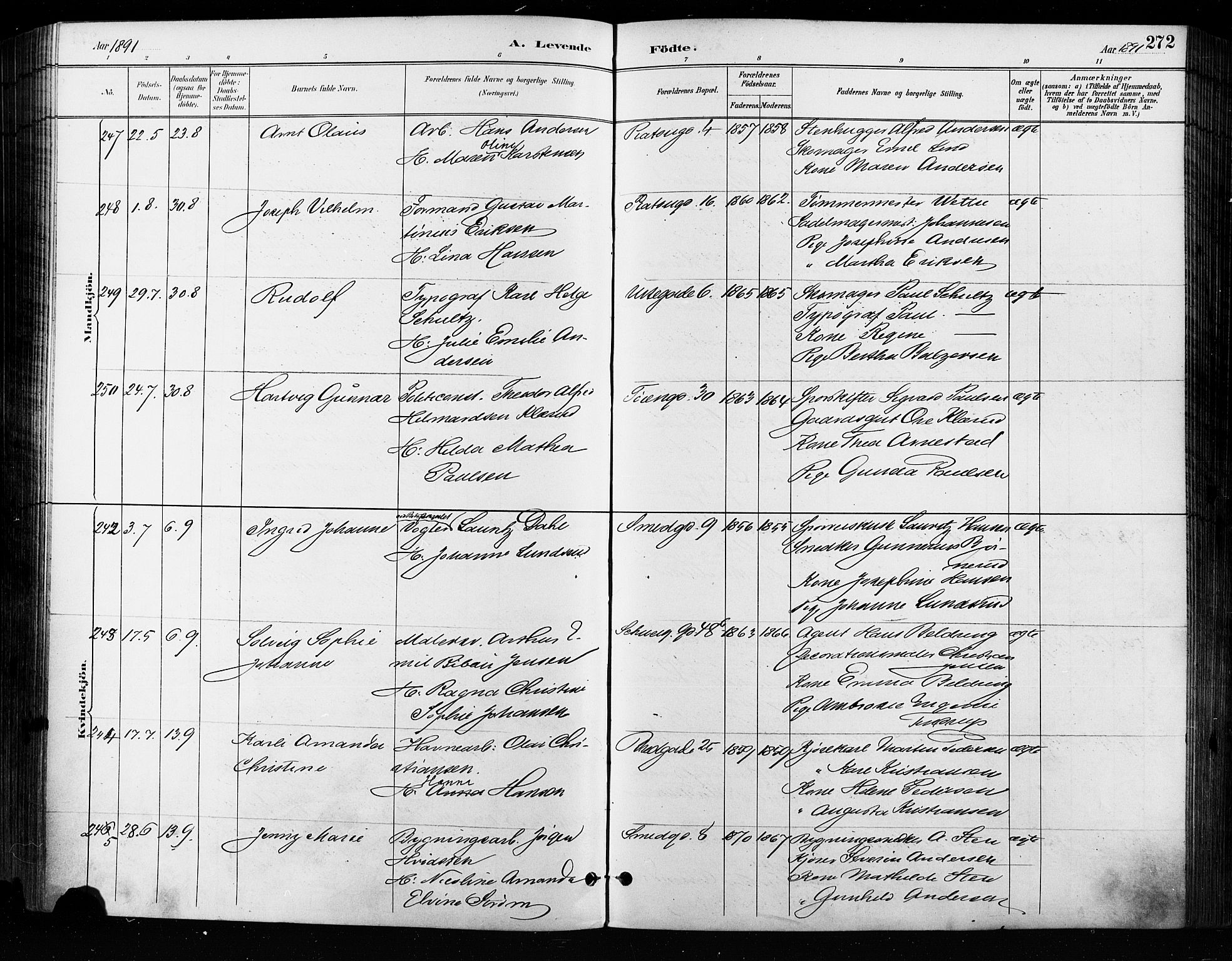 Grønland prestekontor Kirkebøker, SAO/A-10848/F/Fa/L0009: Ministerialbok nr. 9, 1888-1893, s. 272