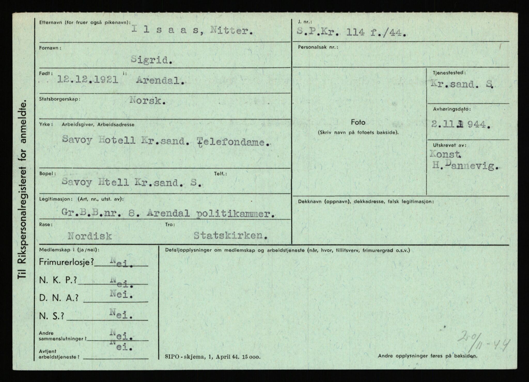 Statspolitiet - Hovedkontoret / Osloavdelingen, AV/RA-S-1329/C/Ca/L0007: Hol - Joelsen, 1943-1945, s. 2224