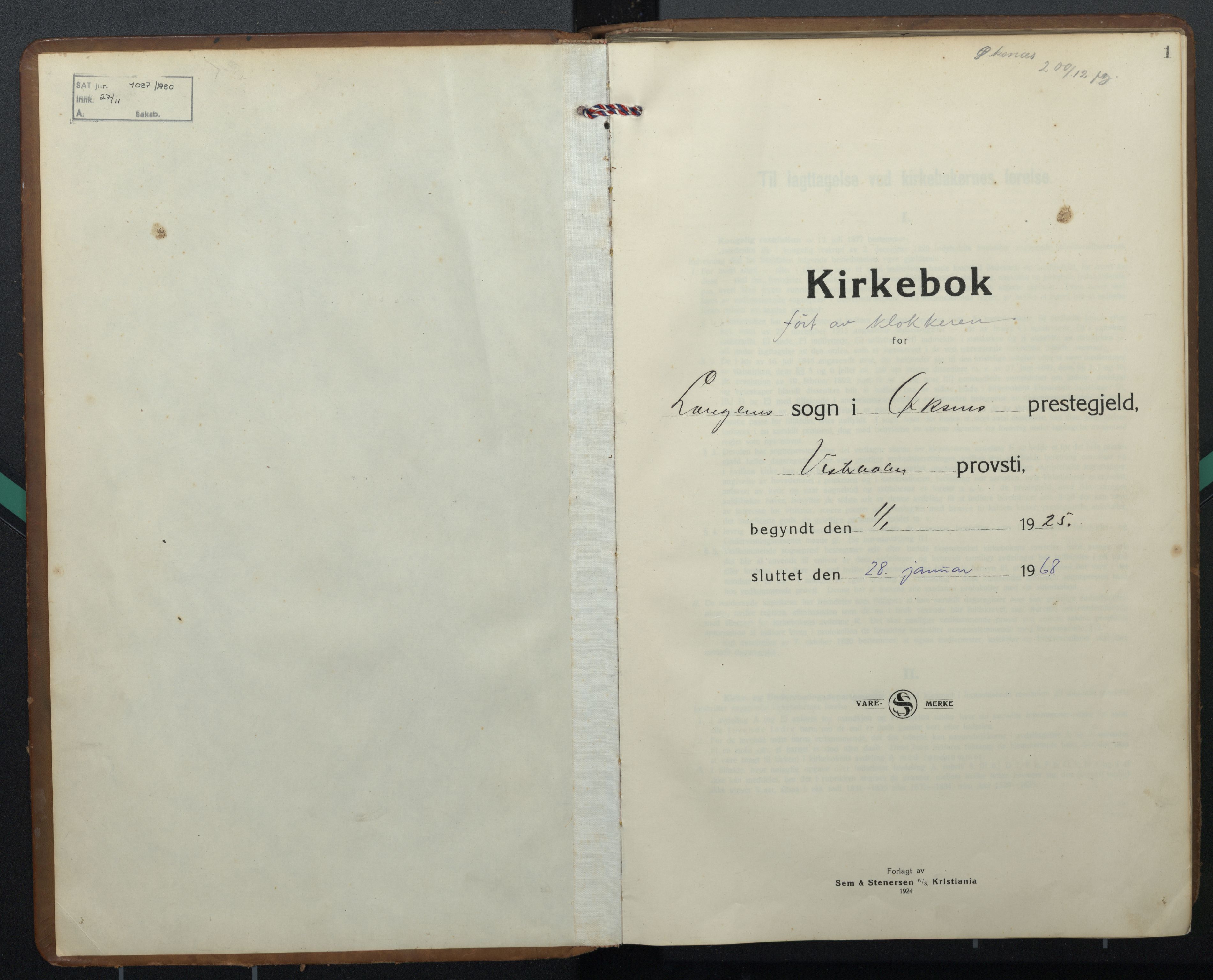 Ministerialprotokoller, klokkerbøker og fødselsregistre - Nordland, AV/SAT-A-1459/894/L1362: Klokkerbok nr. 894C05, 1925-1968, s. 1