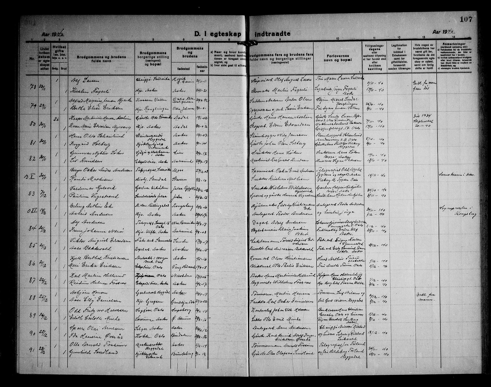 Asker prestekontor Kirkebøker, SAO/A-10256a/F/Fa/L0020: Ministerialbok nr. I 20, 1918-1948, s. 107