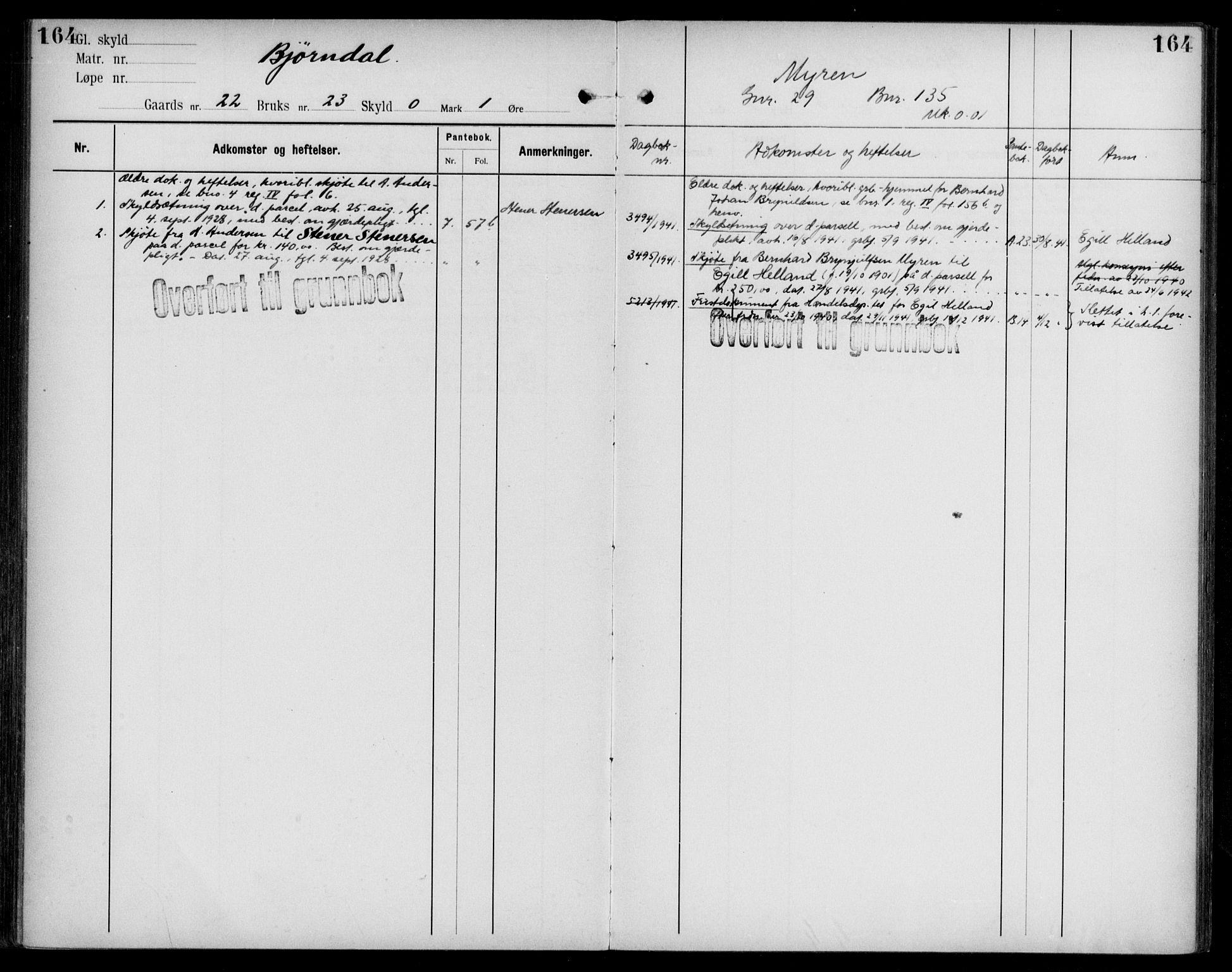 Midhordland sorenskriveri, AV/SAB-A-3001/1/G/Ga/Gab/L0108: Panteregister nr. II.A.b.108, s. 164