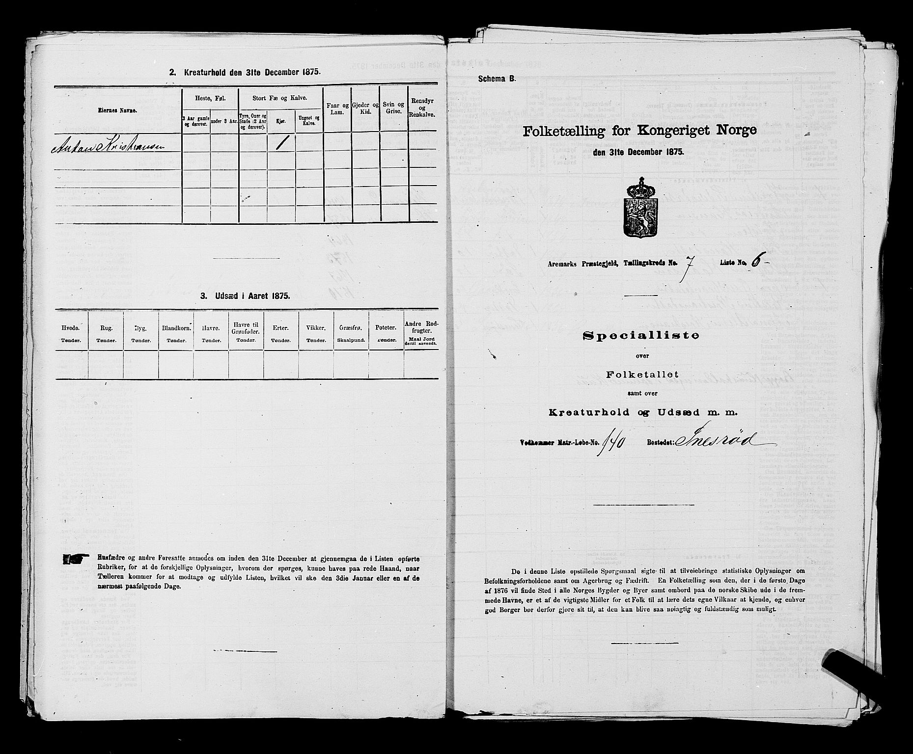 RA, Folketelling 1875 for 0118P Aremark prestegjeld, 1875, s. 984