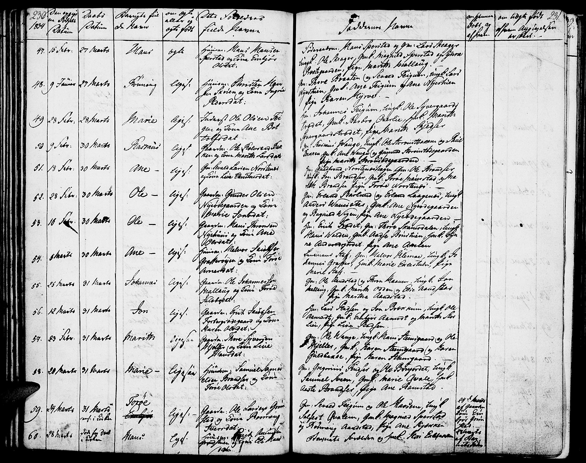 Lom prestekontor, AV/SAH-PREST-070/K/L0005: Ministerialbok nr. 5, 1825-1837, s. 230-231