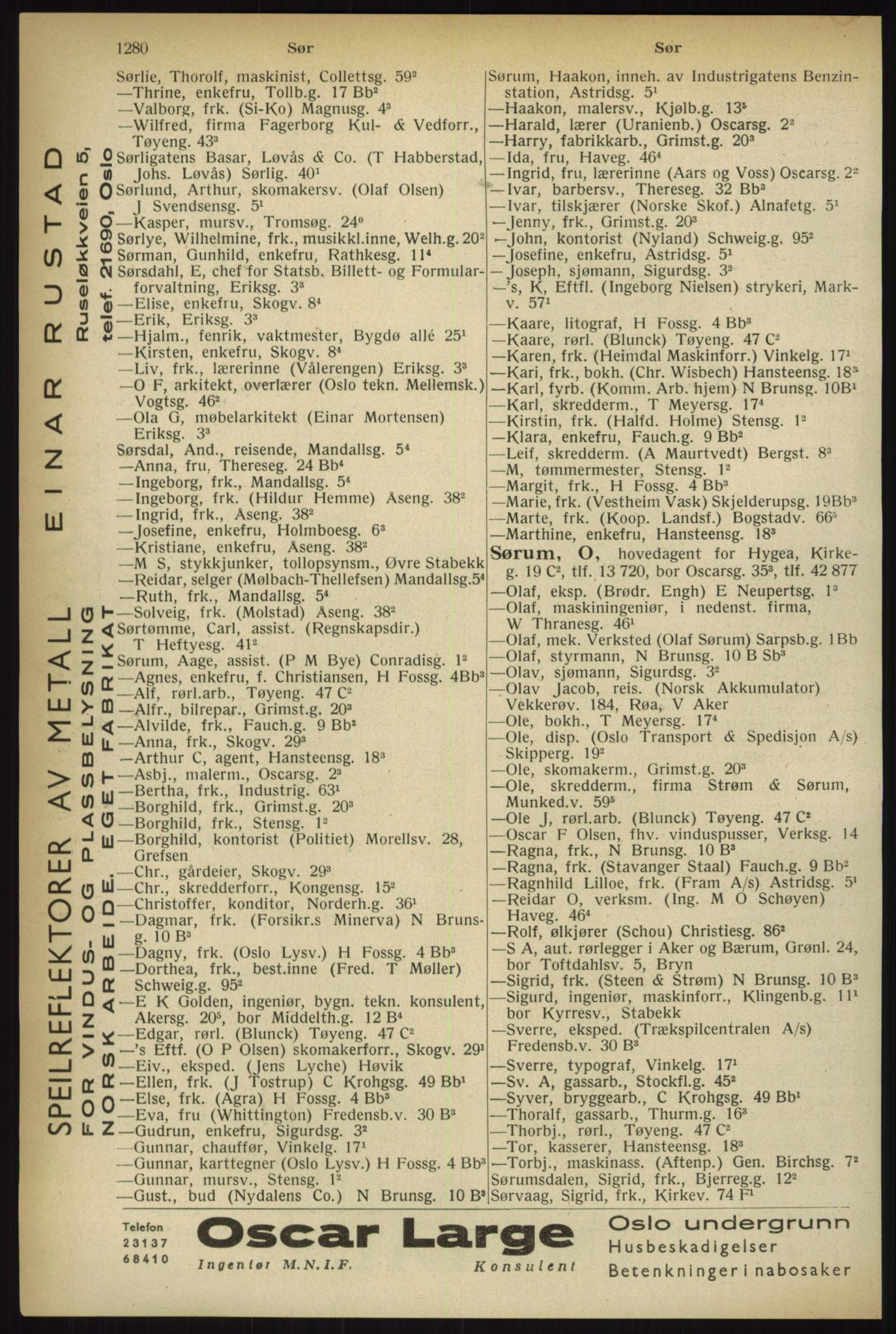 Kristiania/Oslo adressebok, PUBL/-, 1933, s. 1280