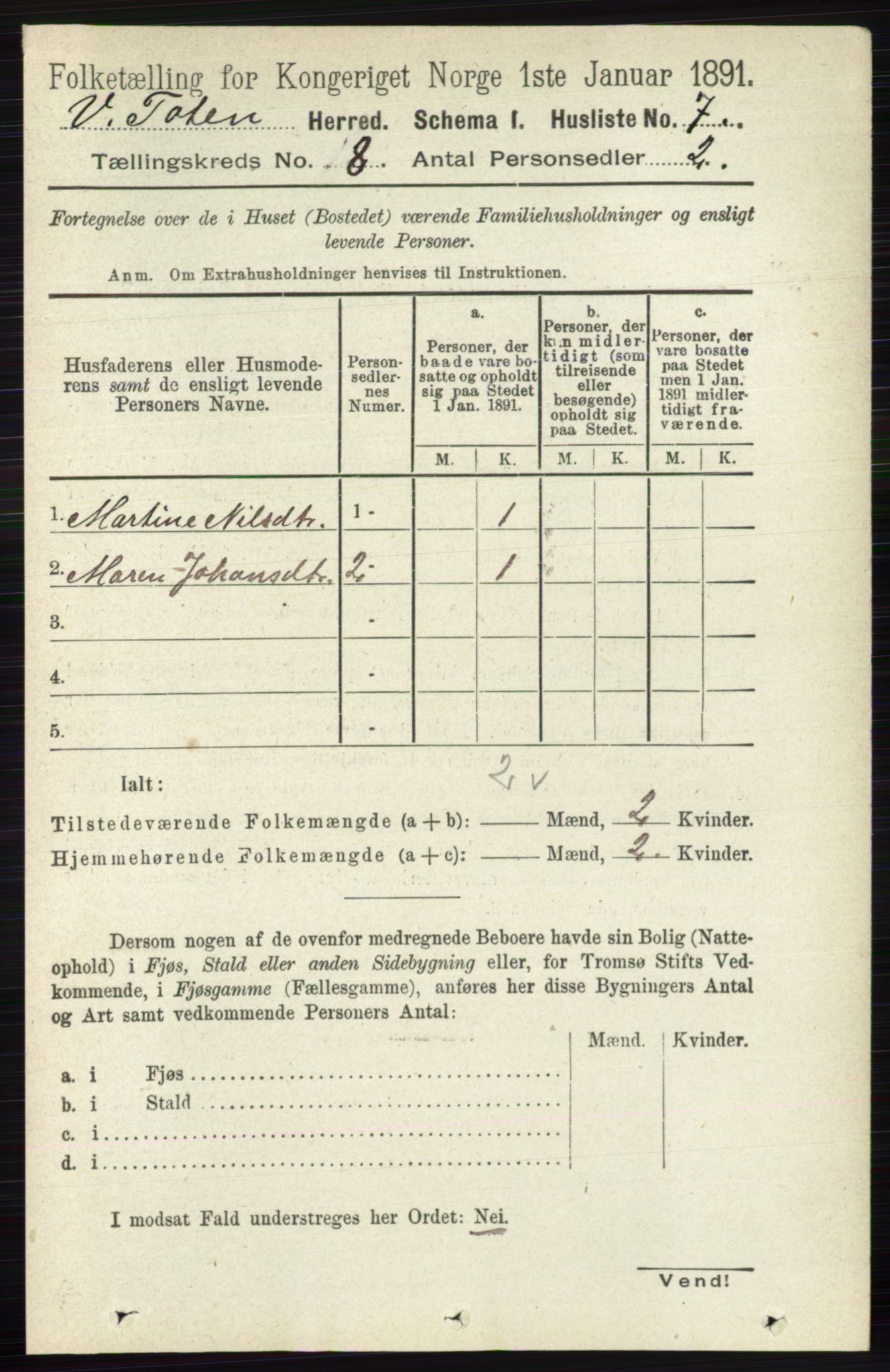 RA, Folketelling 1891 for 0529 Vestre Toten herred, 1891, s. 4921