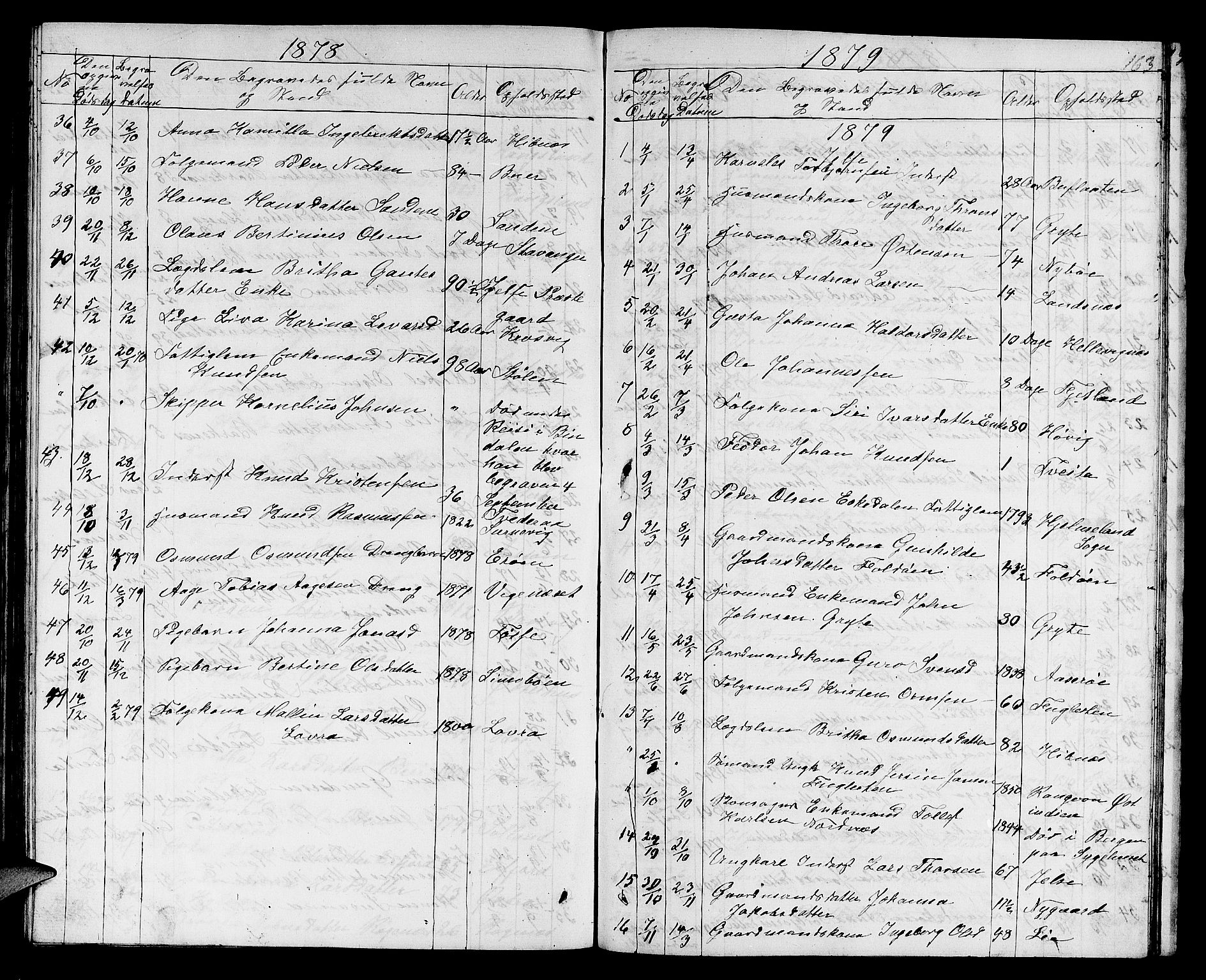 Jelsa sokneprestkontor, AV/SAST-A-101842/01/V: Klokkerbok nr. B 3, 1864-1890, s. 163