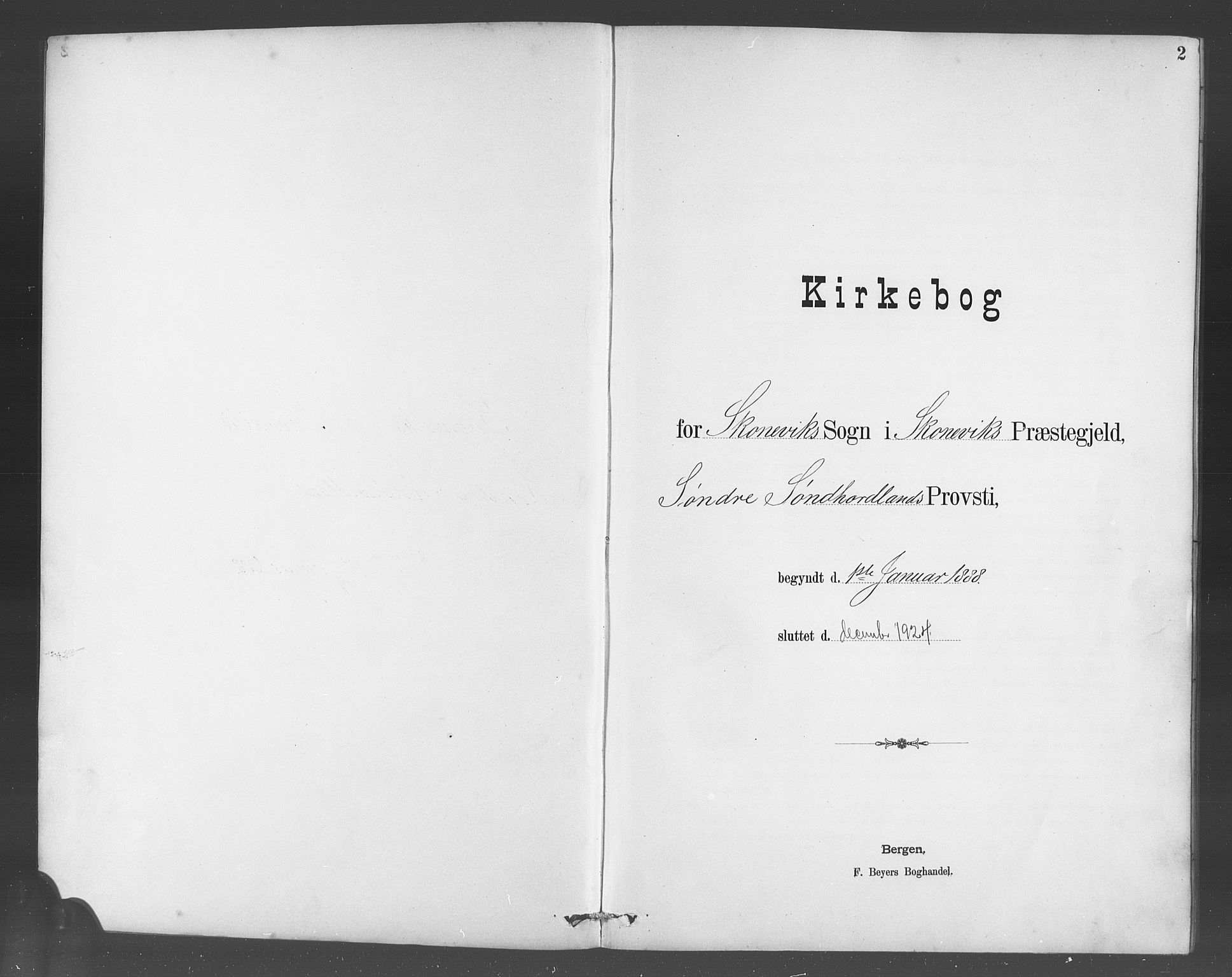 Skånevik sokneprestembete, SAB/A-77801/H/Hab: Klokkerbok nr. A 2, 1888-1924, s. 2
