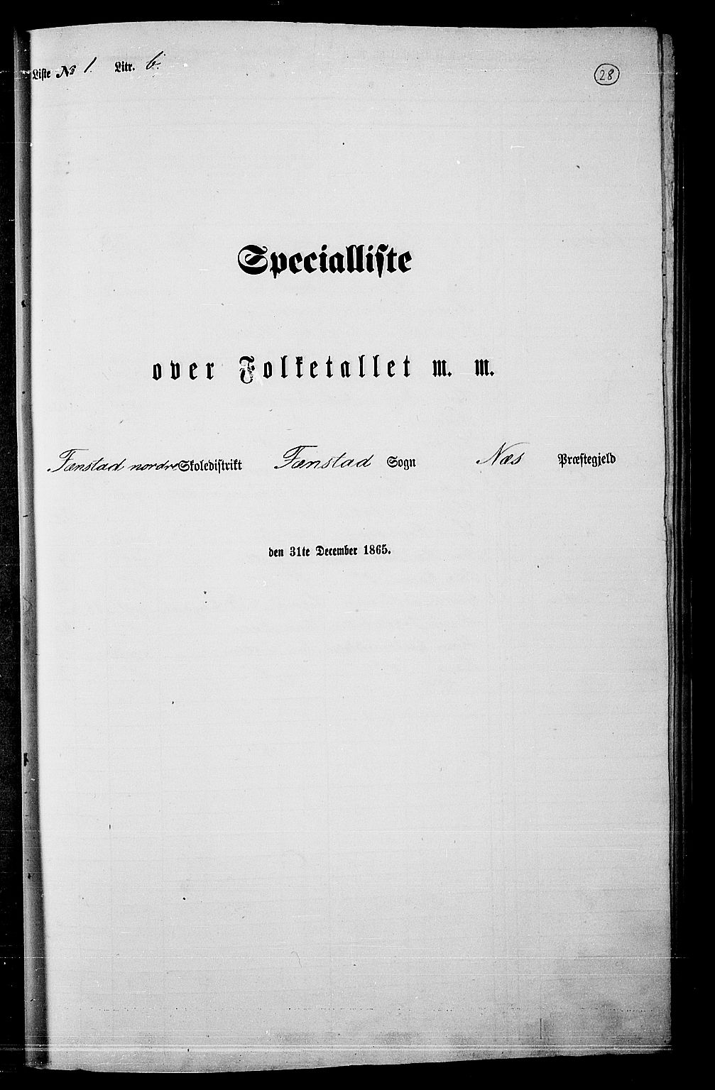 RA, Folketelling 1865 for 0236P Nes prestegjeld, 1865, s. 27