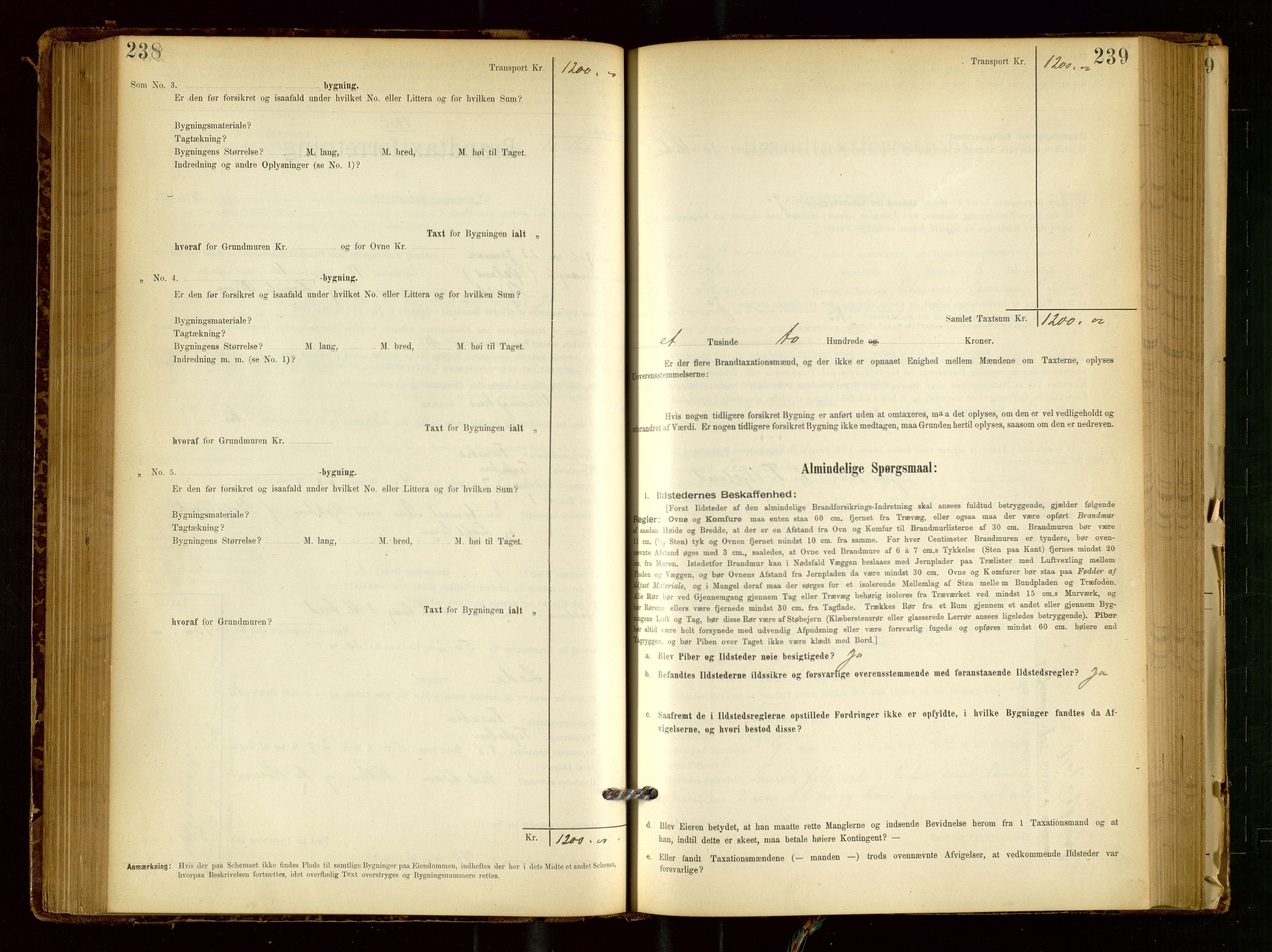 Skjold lensmannskontor, AV/SAST-A-100182/Gob/L0001: "Brandtaxationsprotokol for Skjold Lensmandsdistrikt Ryfylke Fogderi", 1894-1939, s. 238-239