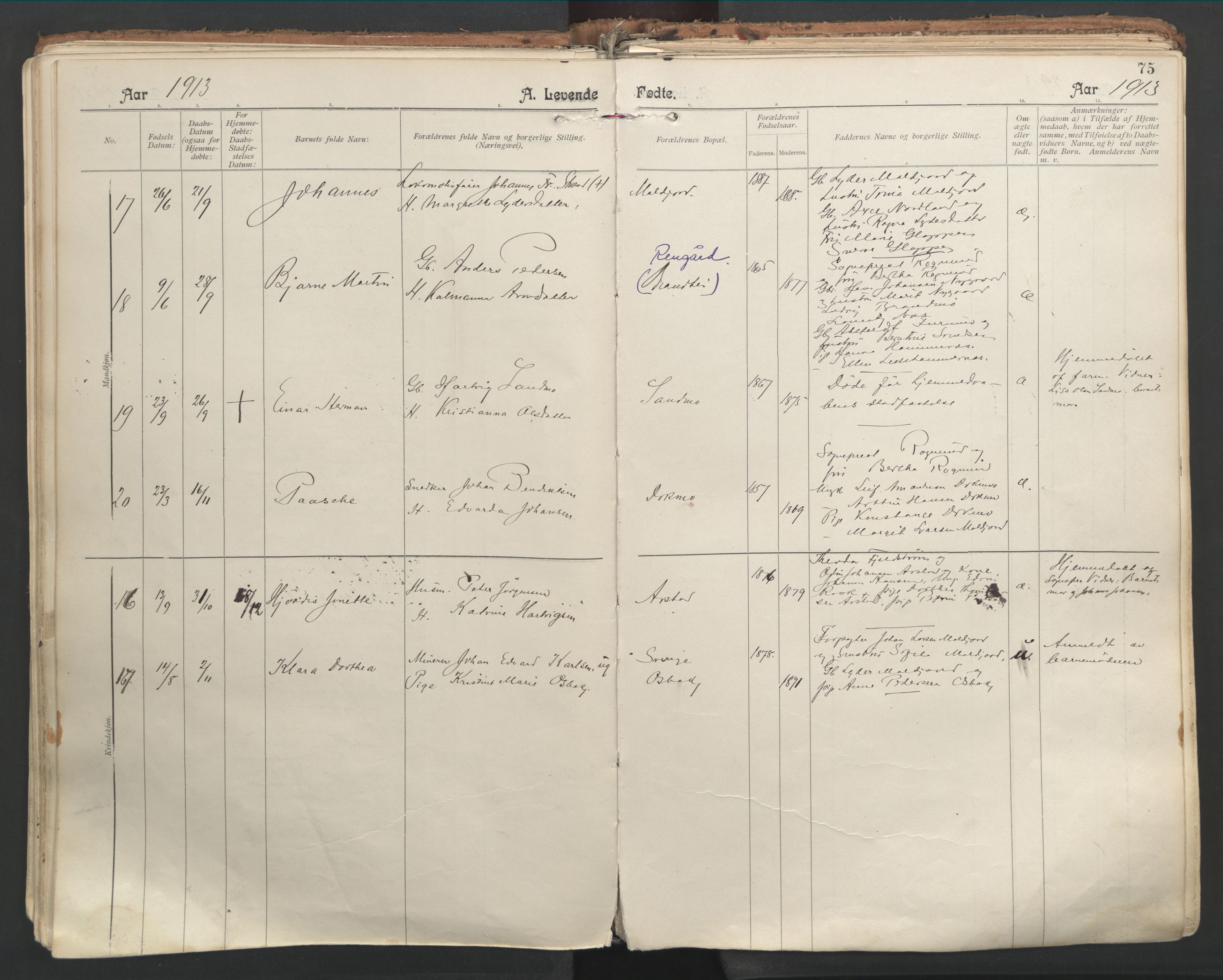 Ministerialprotokoller, klokkerbøker og fødselsregistre - Nordland, AV/SAT-A-1459/846/L0647: Ministerialbok nr. 846A05, 1902-1915, s. 75
