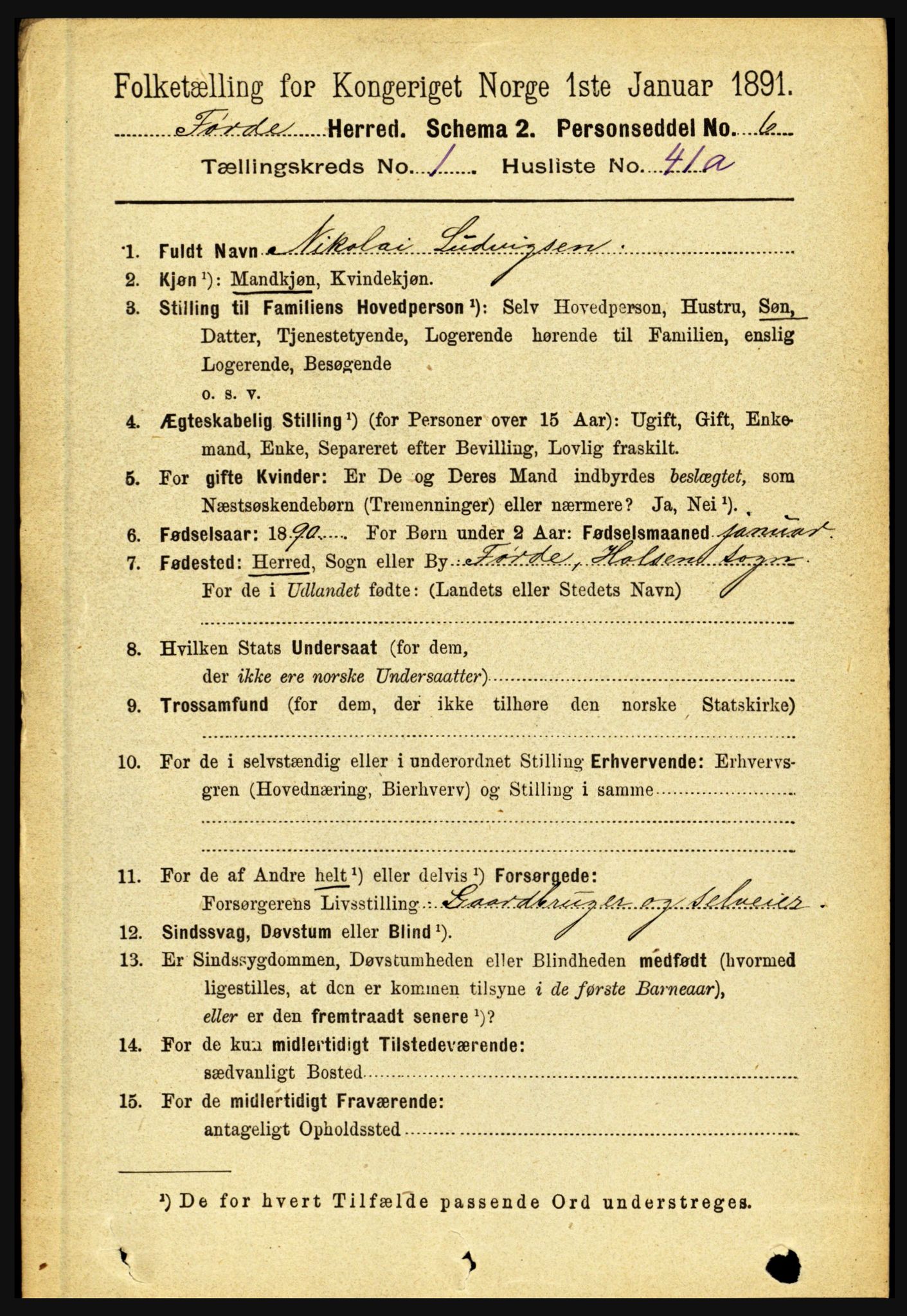 RA, Folketelling 1891 for 1432 Førde herred, 1891, s. 399