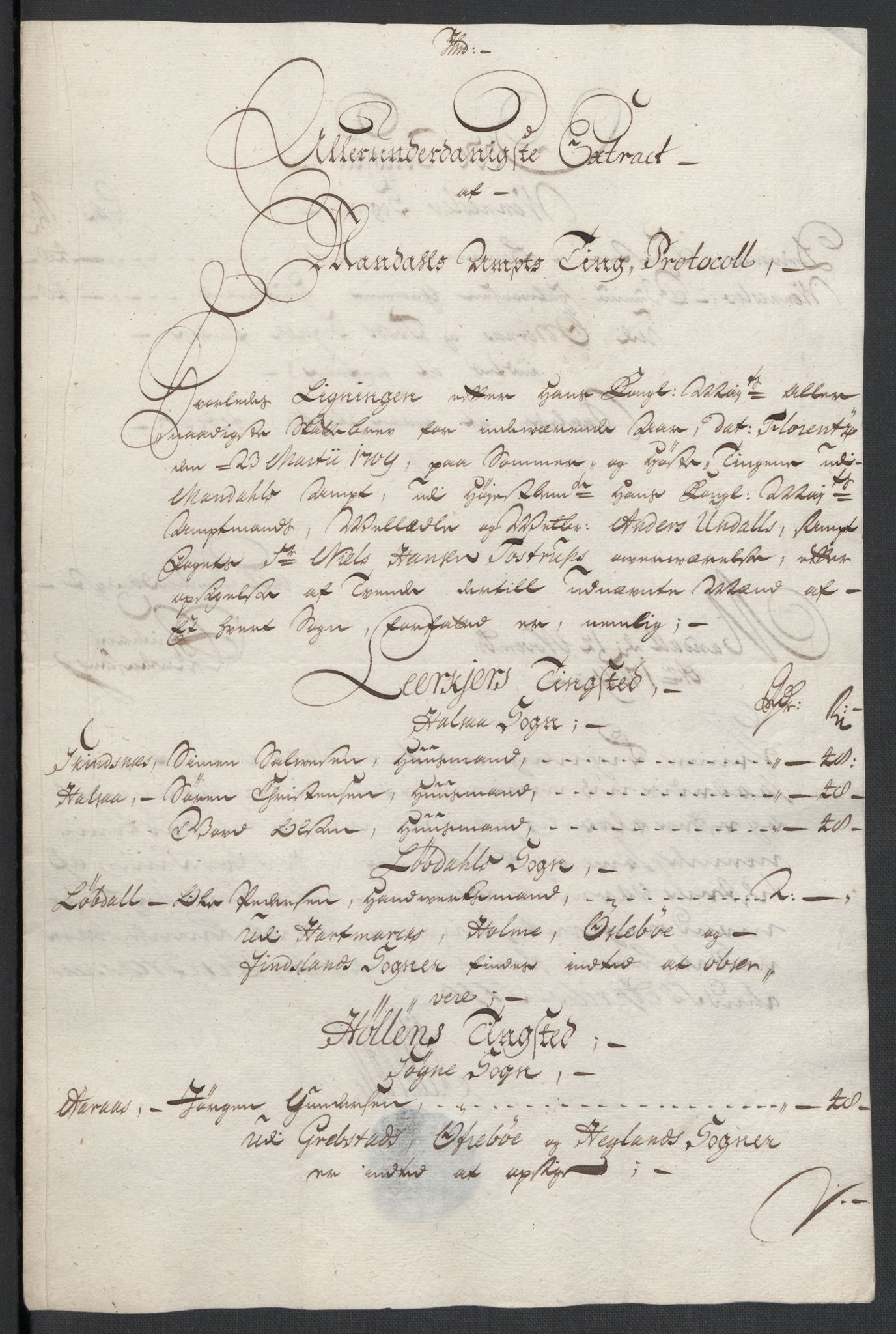 Rentekammeret inntil 1814, Reviderte regnskaper, Fogderegnskap, RA/EA-4092/R43/L2552: Fogderegnskap Lista og Mandal, 1705-1709, s. 247