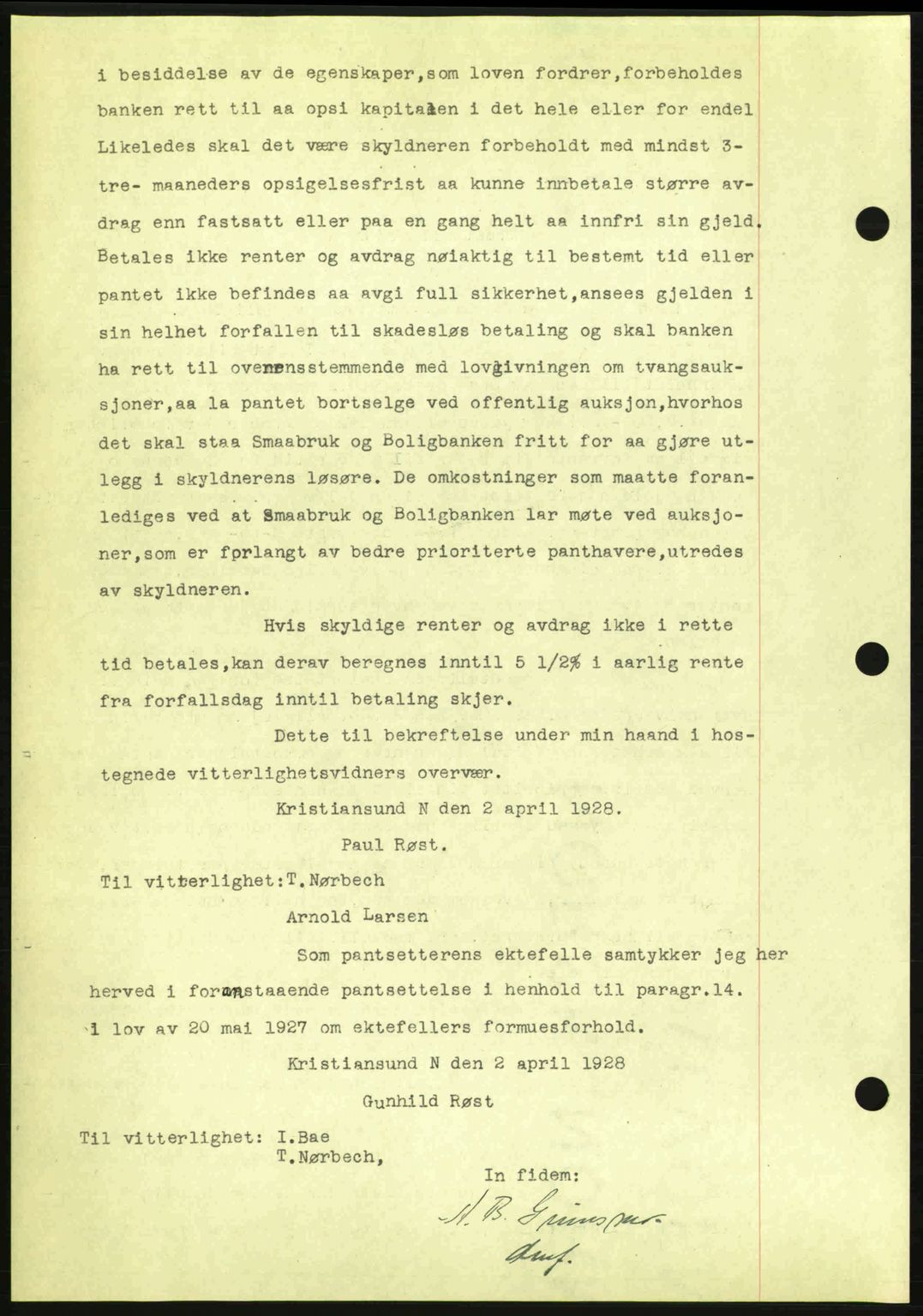 Kristiansund byfogd, AV/SAT-A-4587/A/27: Pantebok nr. 21, 1926-1928, Tingl.dato: 03.04.1928