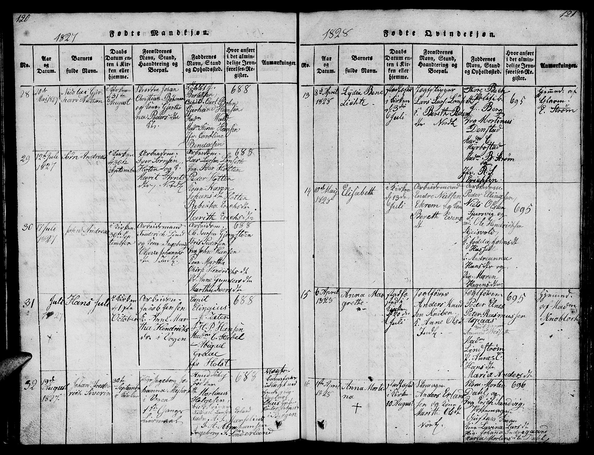 Ministerialprotokoller, klokkerbøker og fødselsregistre - Møre og Romsdal, AV/SAT-A-1454/572/L0856: Klokkerbok nr. 572C01, 1819-1832, s. 120-121