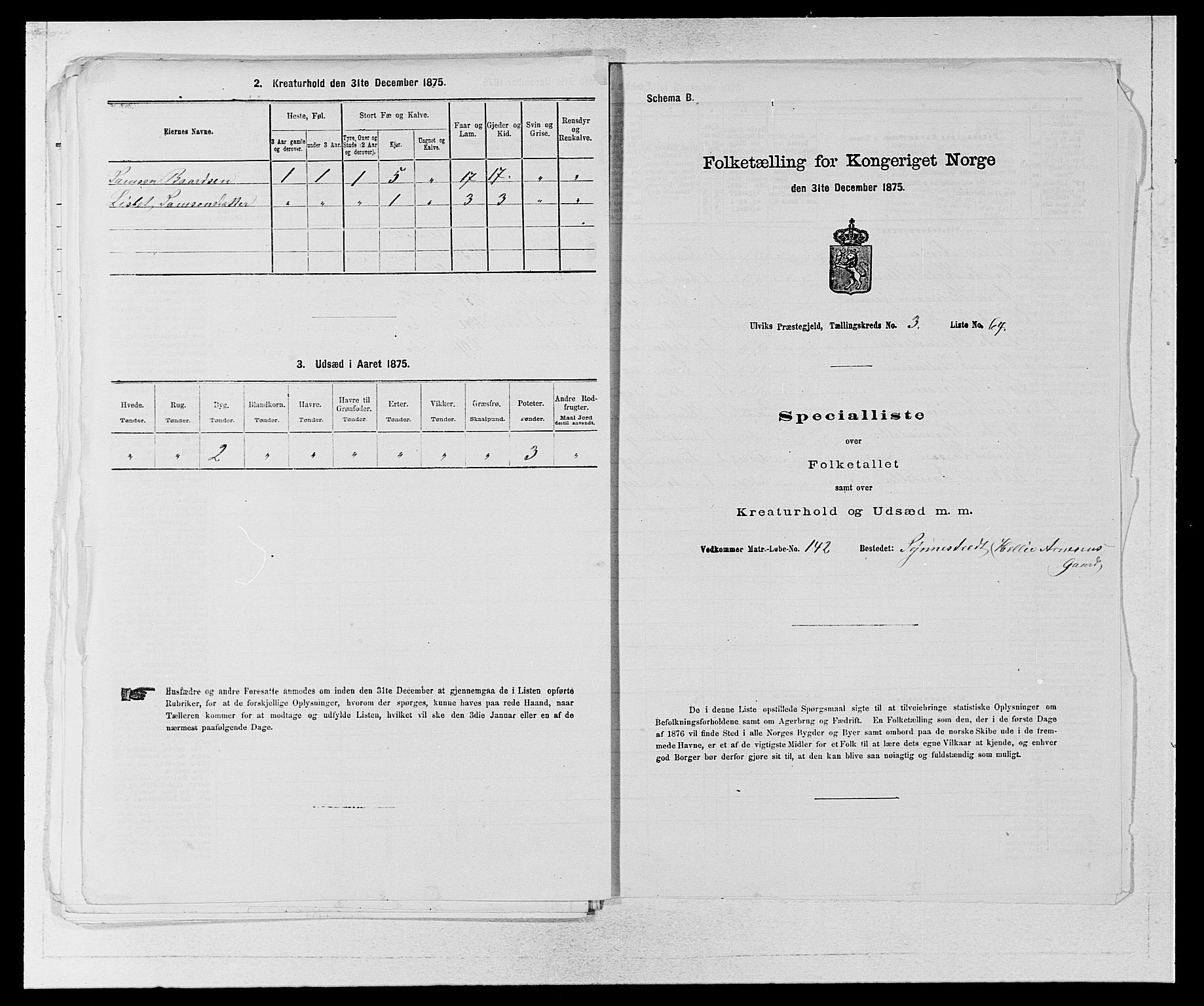 SAB, Folketelling 1875 for 1233P Ulvik prestegjeld, 1875, s. 616