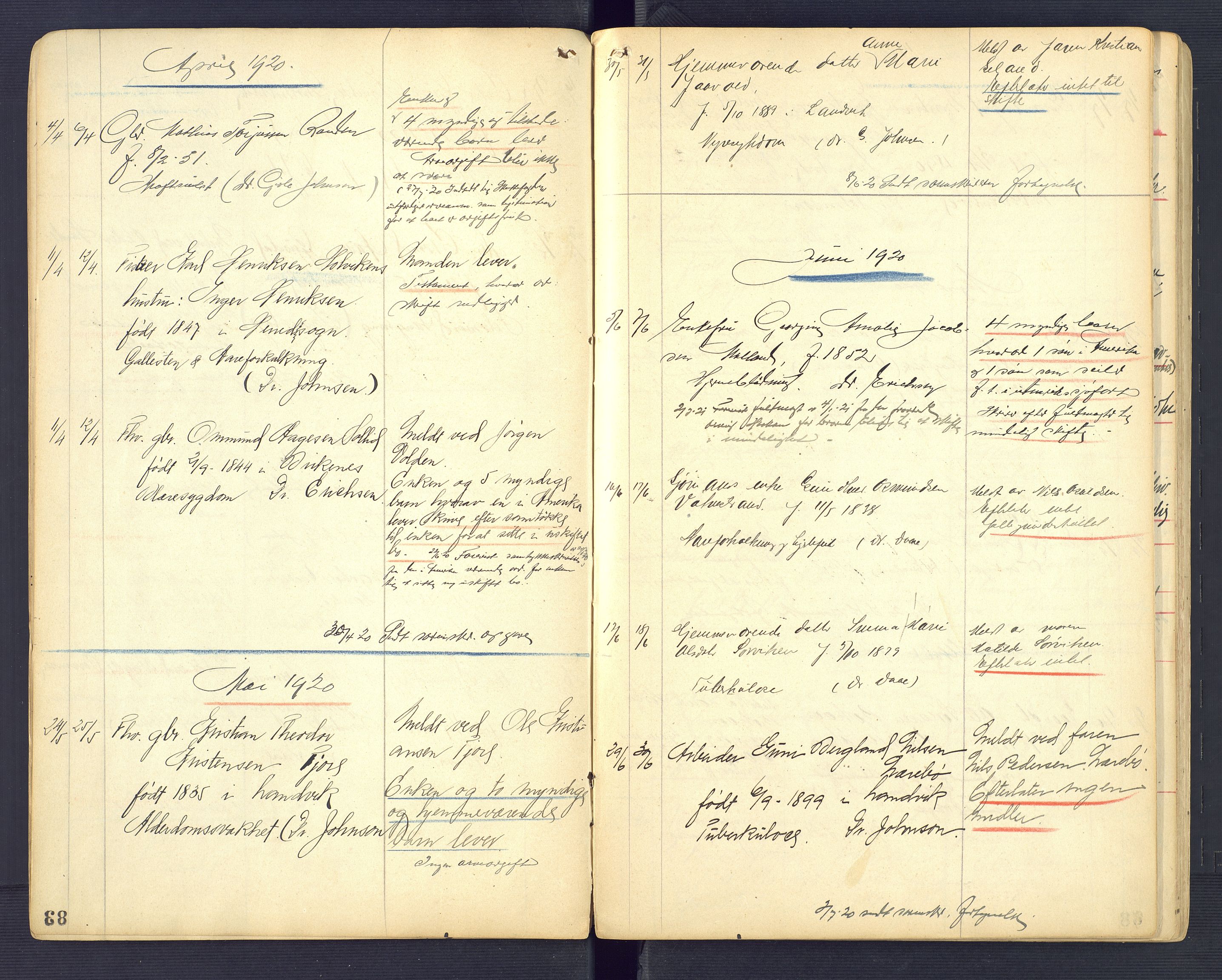 Landvik og Fjære lensmannskontor, AV/SAK-1241-0027/F/Fe/L0002: Anmeldte dødsfall nr 31, 1915-1926