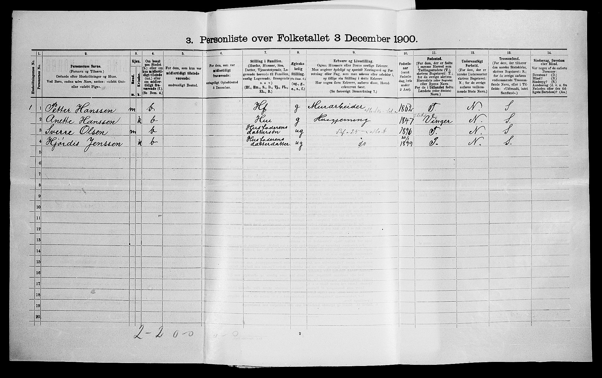 SAO, Folketelling 1900 for 0219 Bærum herred, 1900