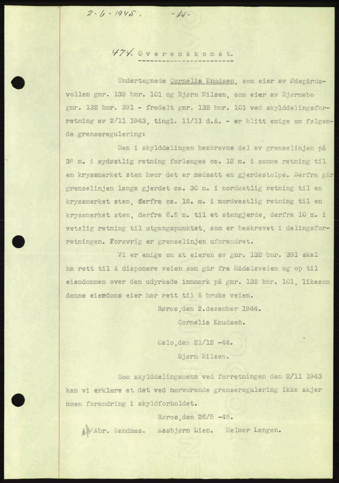 Gauldal sorenskriveri, SAT/A-0014/1/2/2C: Pantebok nr. A1a, 1945-1945, Dagboknr: 474/1945