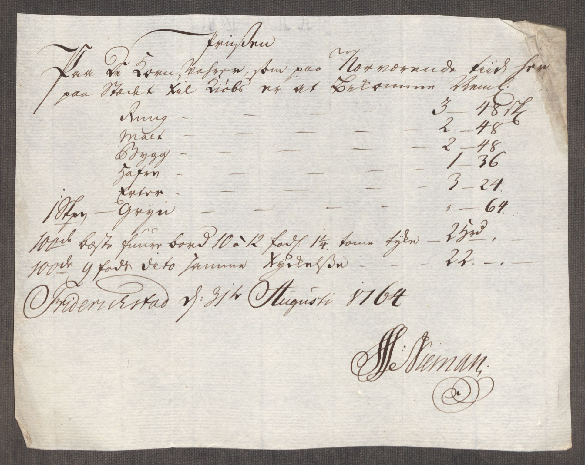 Rentekammeret inntil 1814, Realistisk ordnet avdeling, AV/RA-EA-4070/Oe/L0008: [Ø1]: Priskuranter, 1764-1768, s. 48