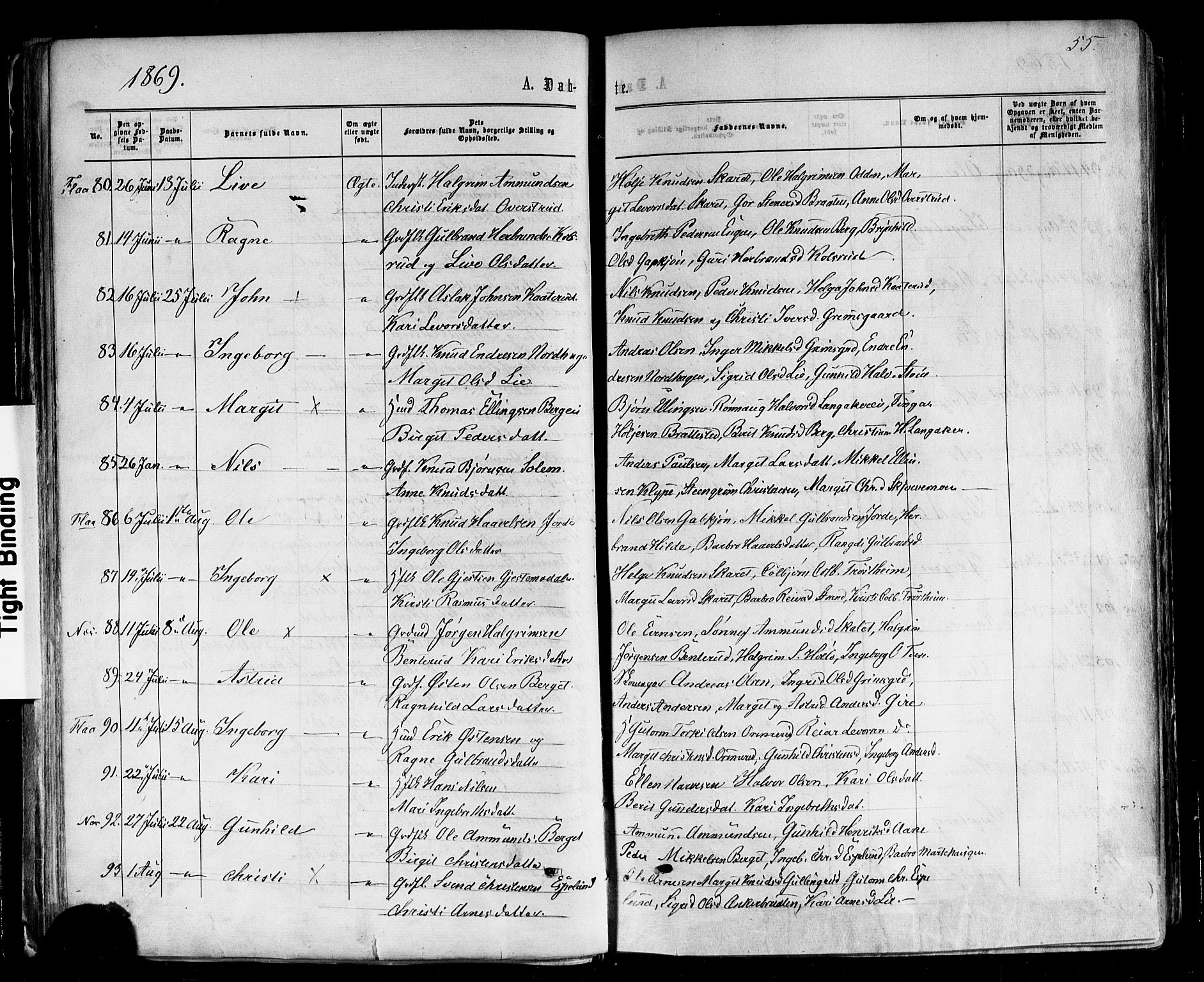 Nes kirkebøker, AV/SAKO-A-236/F/Fa/L0010: Ministerialbok nr. 10, 1864-1880, s. 55