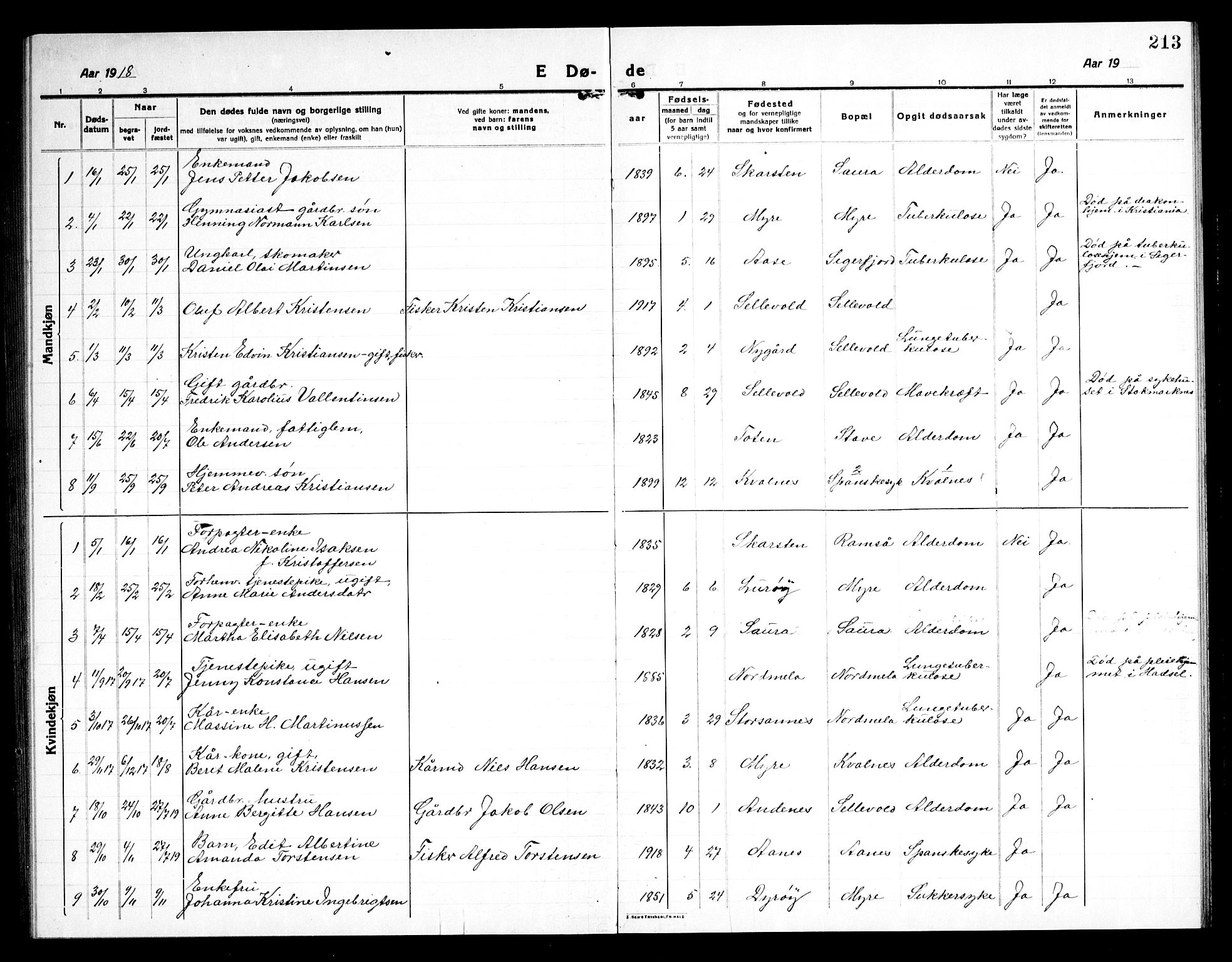 Ministerialprotokoller, klokkerbøker og fødselsregistre - Nordland, AV/SAT-A-1459/897/L1415: Klokkerbok nr. 897C05, 1916-1945, s. 213