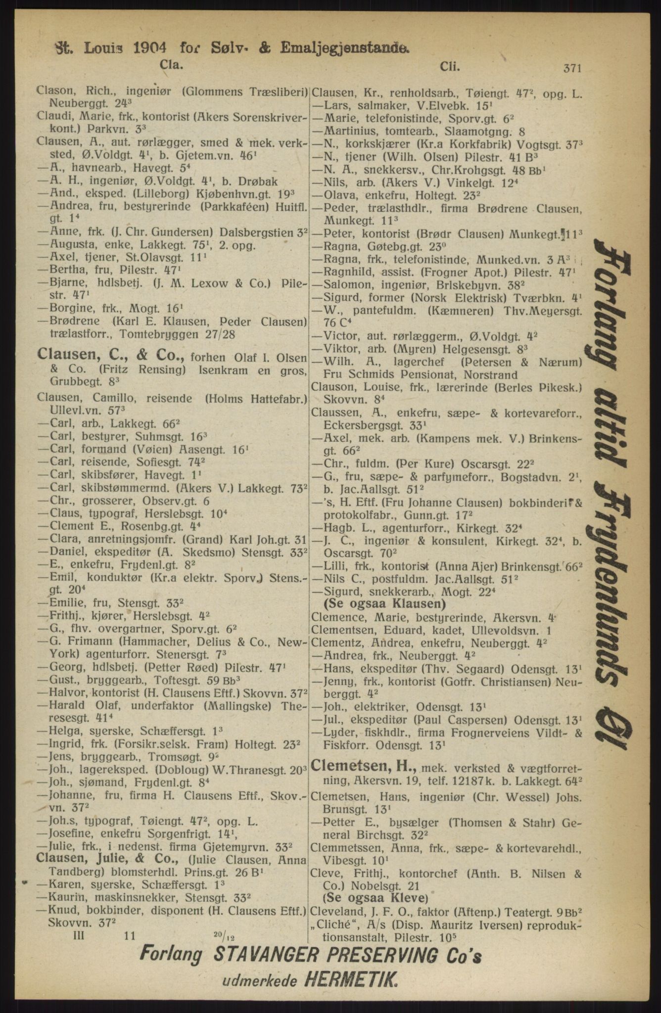Kristiania/Oslo adressebok, PUBL/-, 1914, s. 371