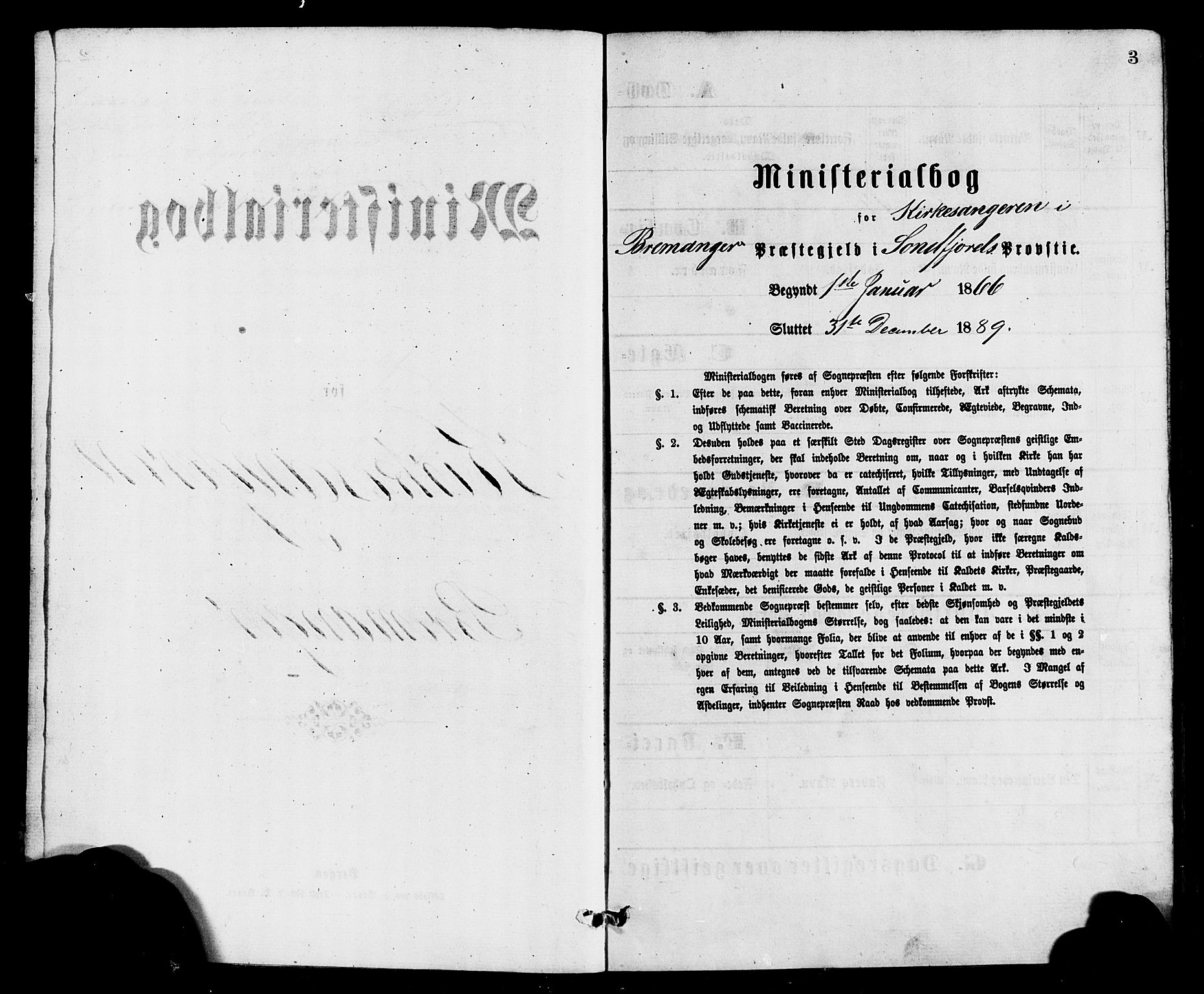 Bremanger sokneprestembete, SAB/A-82201/H/Hab/Haba/L0002: Klokkerbok nr. A 2, 1866-1889, s. 3