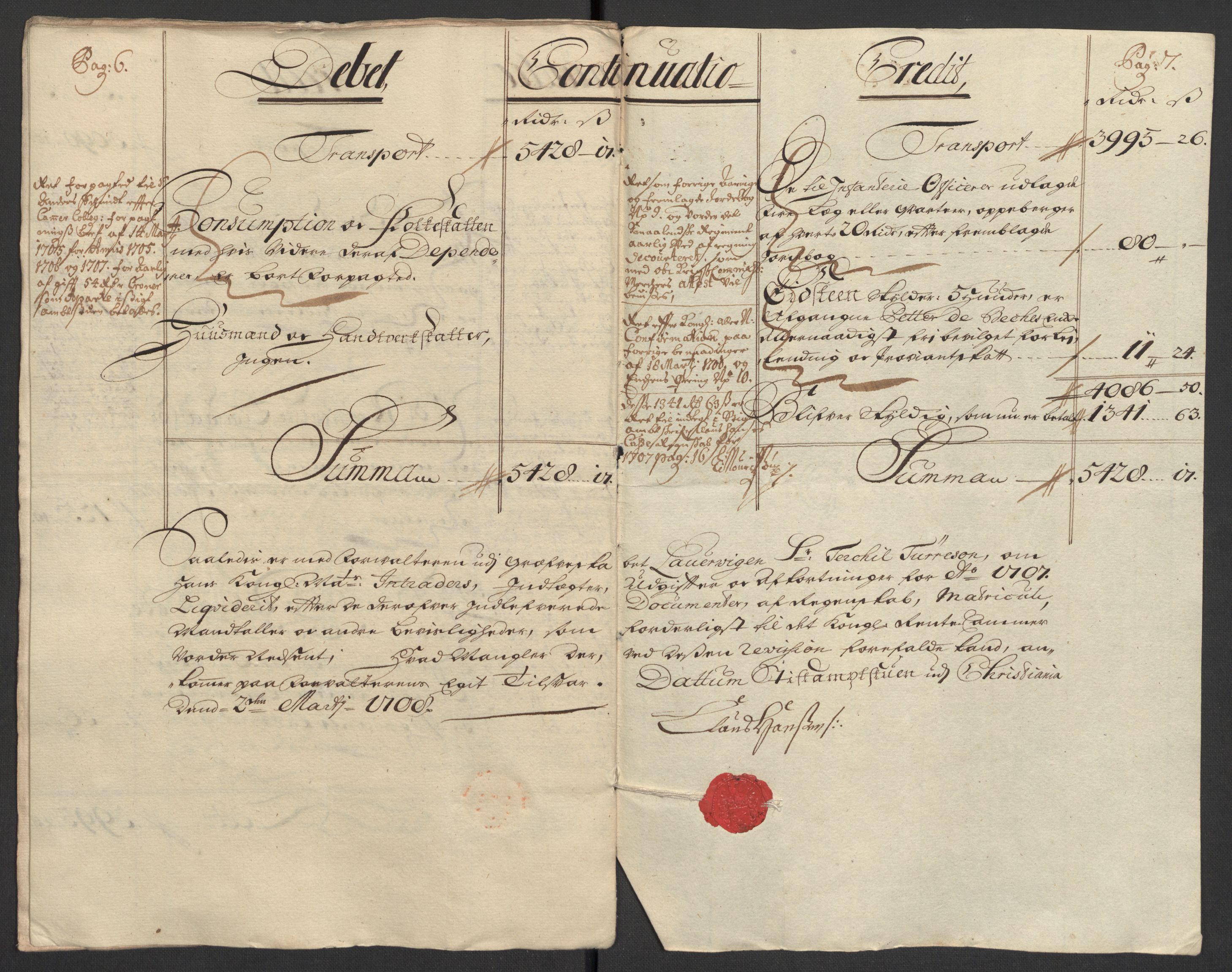 Rentekammeret inntil 1814, Reviderte regnskaper, Fogderegnskap, AV/RA-EA-4092/R33/L1980: Fogderegnskap Larvik grevskap, 1707-1708, s. 13