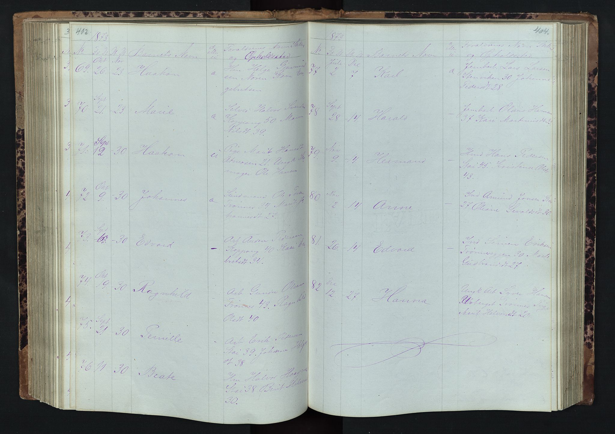 Stor-Elvdal prestekontor, AV/SAH-PREST-052/H/Ha/Hab/L0001: Klokkerbok nr. 1 /1, 1860-1894, s. 403-404