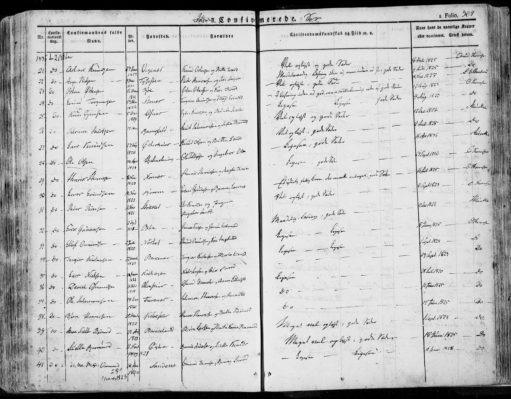 Jelsa sokneprestkontor, AV/SAST-A-101842/01/IV: Ministerialbok nr. A 6.1, 1828-1853, s. 304