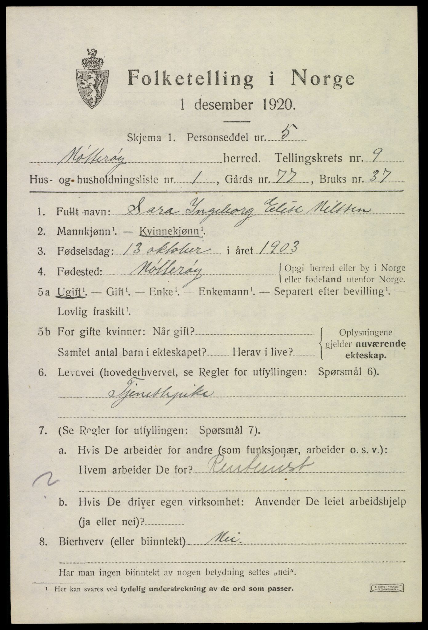 SAKO, Folketelling 1920 for 0722 Nøtterøy herred, 1920, s. 11505