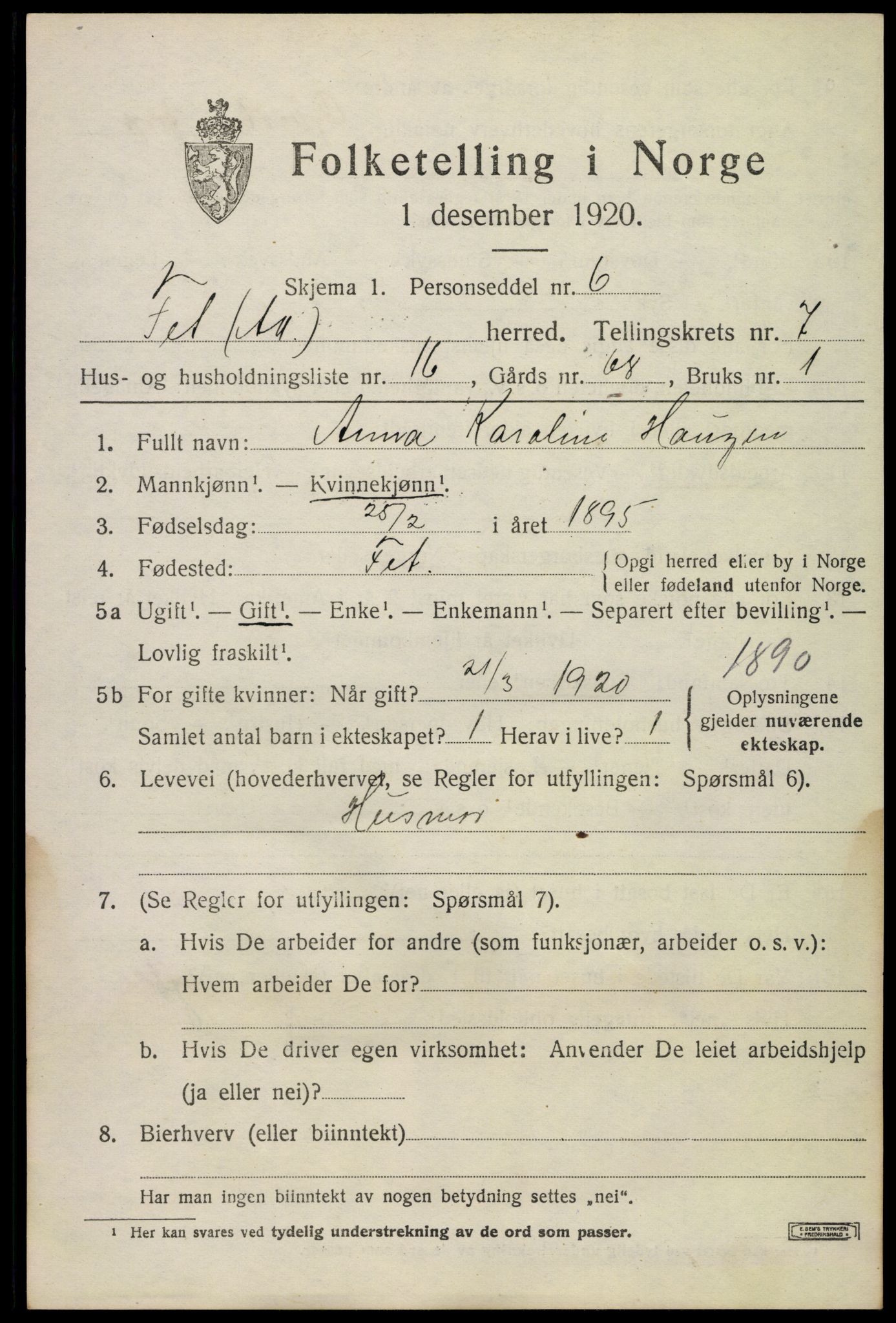 SAO, Folketelling 1920 for 0227 Fet herred, 1920, s. 8178