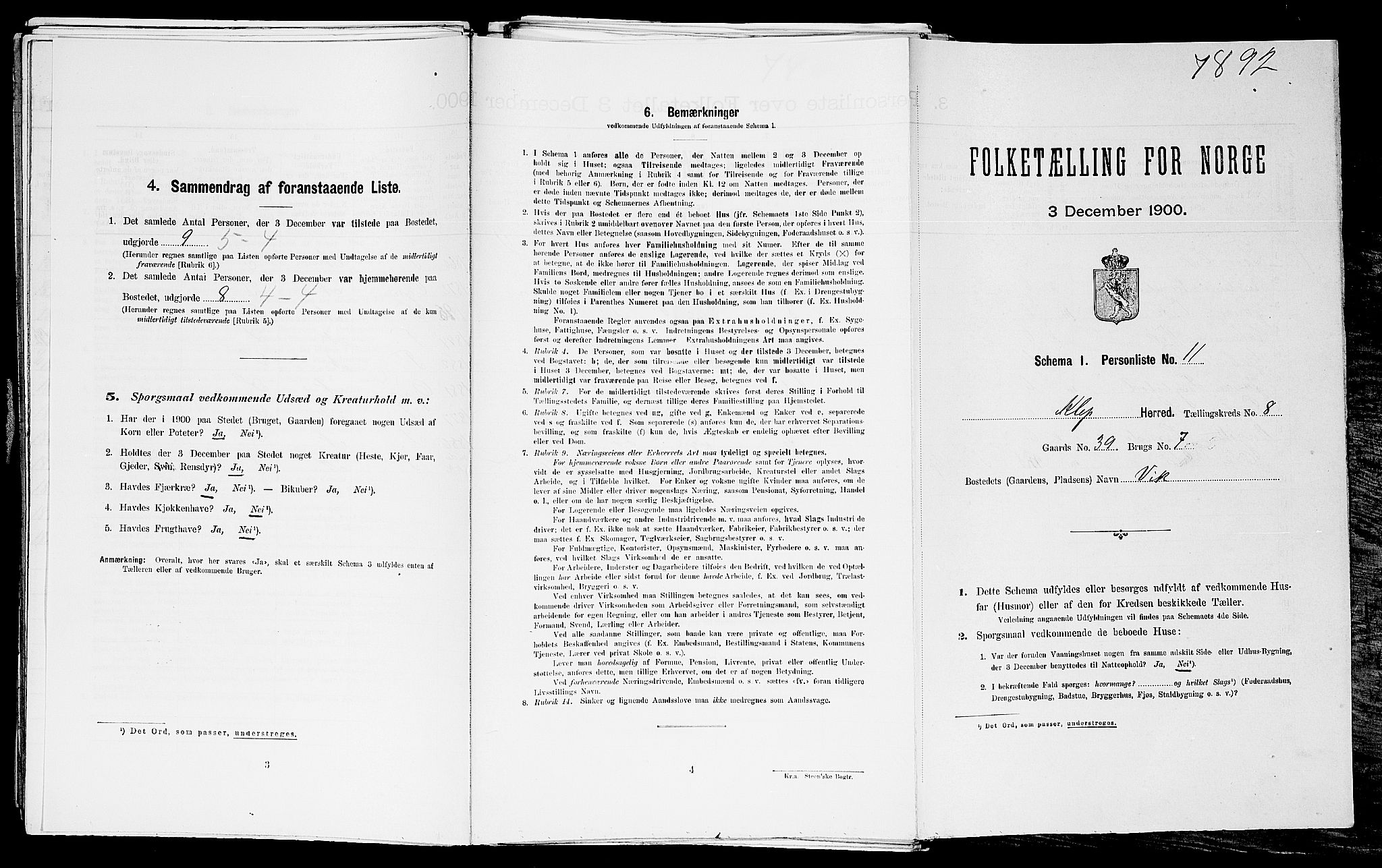 SAST, Folketelling 1900 for 1120 Klepp herred, 1900, s. 731