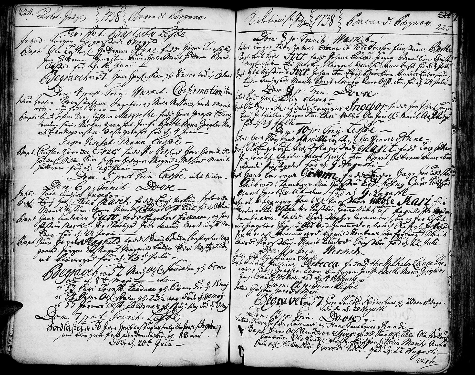 Lesja prestekontor, AV/SAH-PREST-068/H/Ha/Haa/L0002: Ministerialbok nr. 2, 1732-1776, s. 224-225