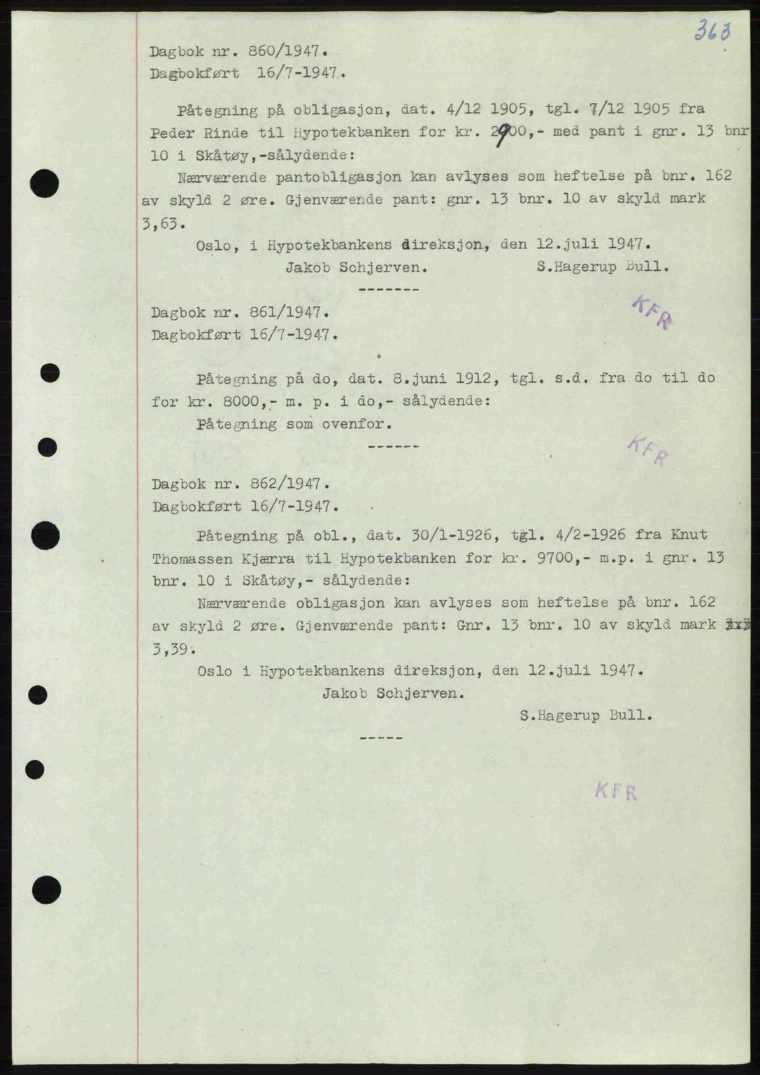Kragerø sorenskriveri, SAKO/A-65/G/Ga/Gab/L0061: Pantebok nr. A-61, 1947-1947, Dagboknr: 860/1947