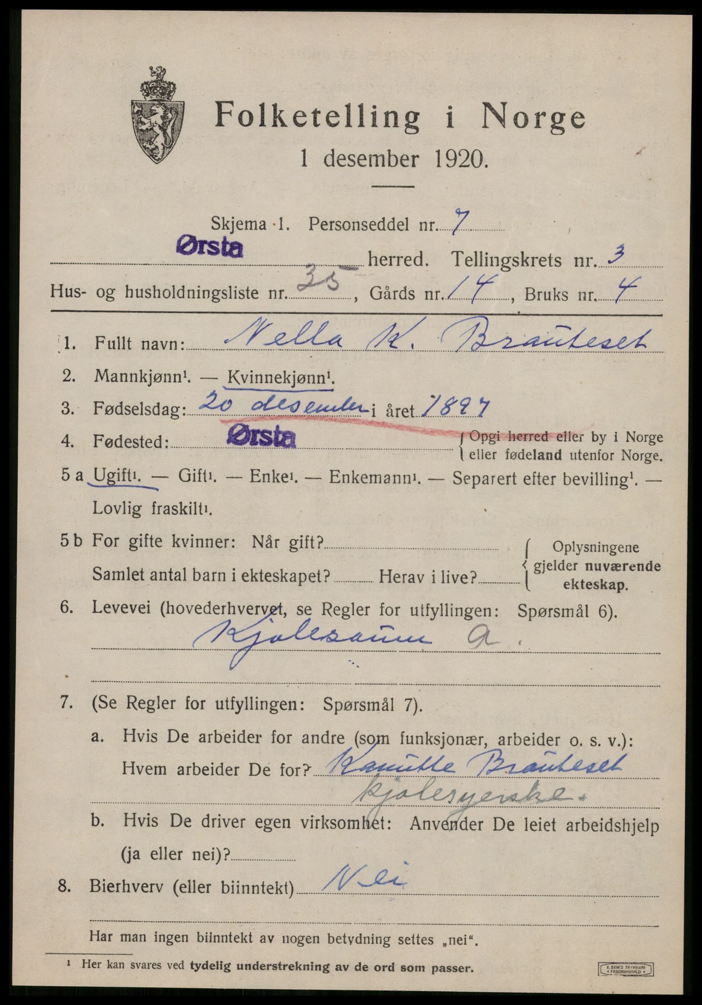 SAT, Folketelling 1920 for 1520 Ørsta herred, 1920, s. 3078