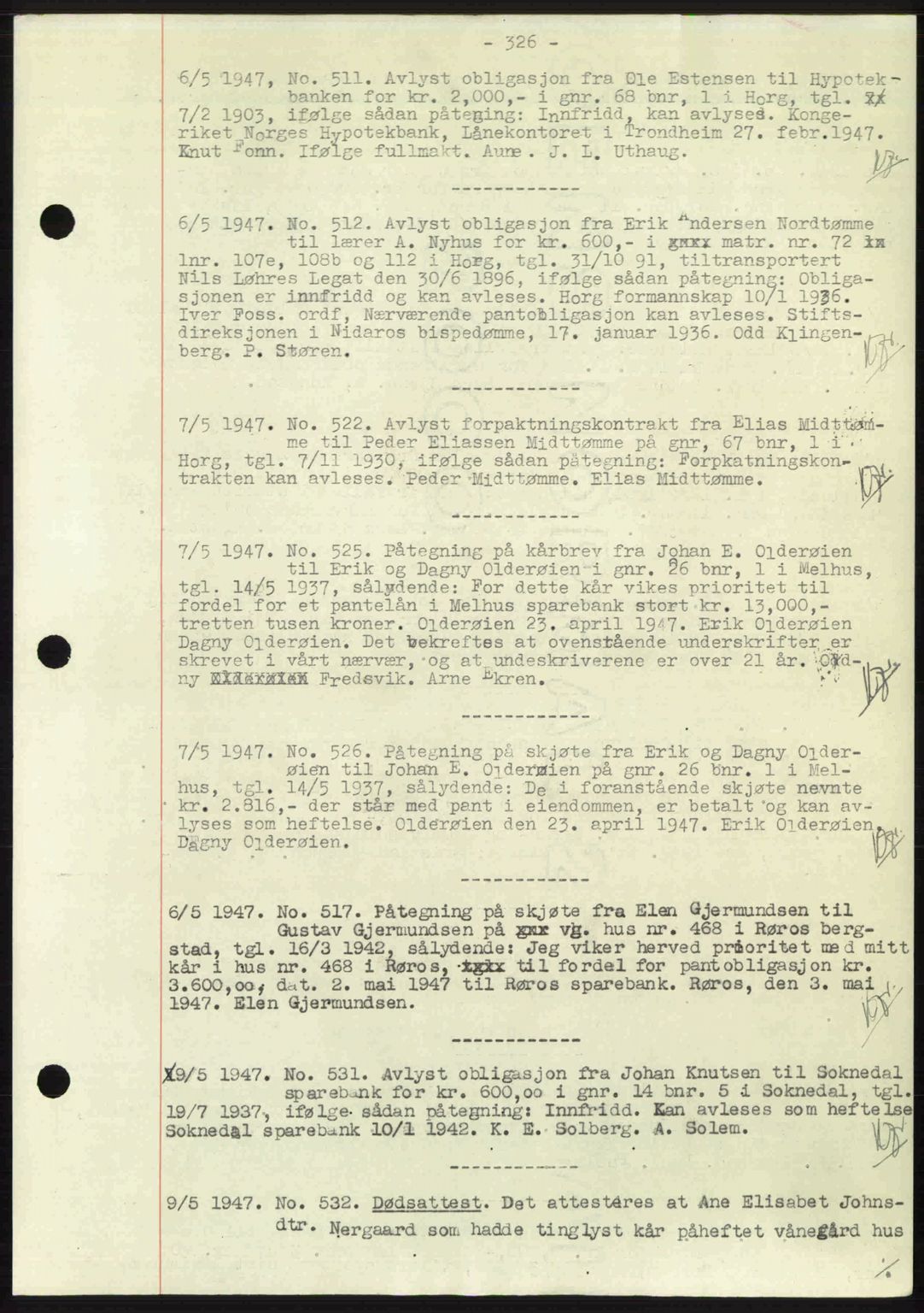 Gauldal sorenskriveri, SAT/A-0014/1/2/2C: Pantebok nr. A3, 1947-1947, Dagboknr: 511/1947