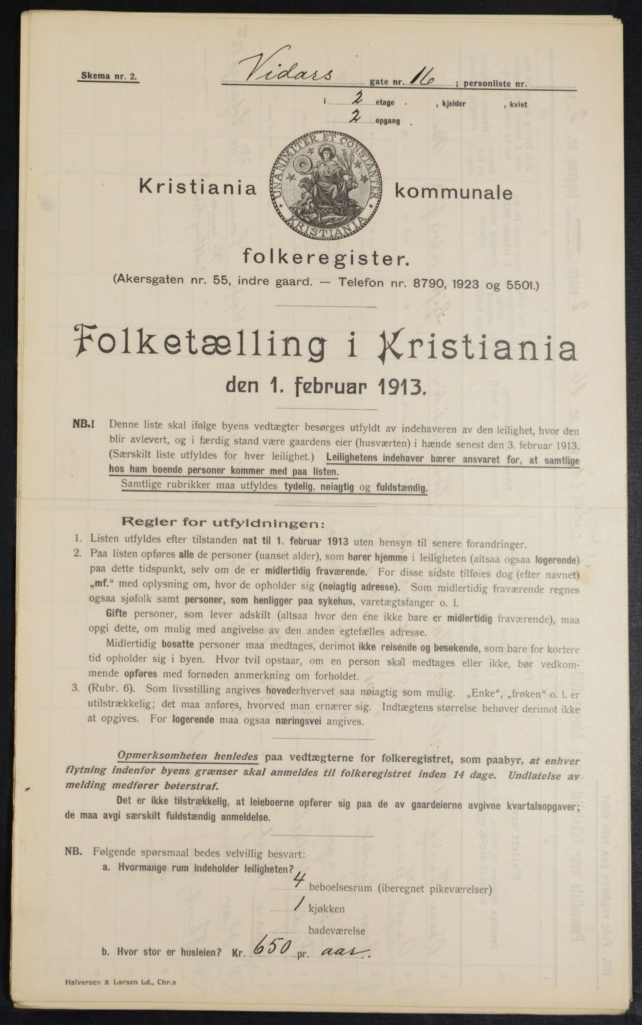 OBA, Kommunal folketelling 1.2.1913 for Kristiania, 1913, s. 123530