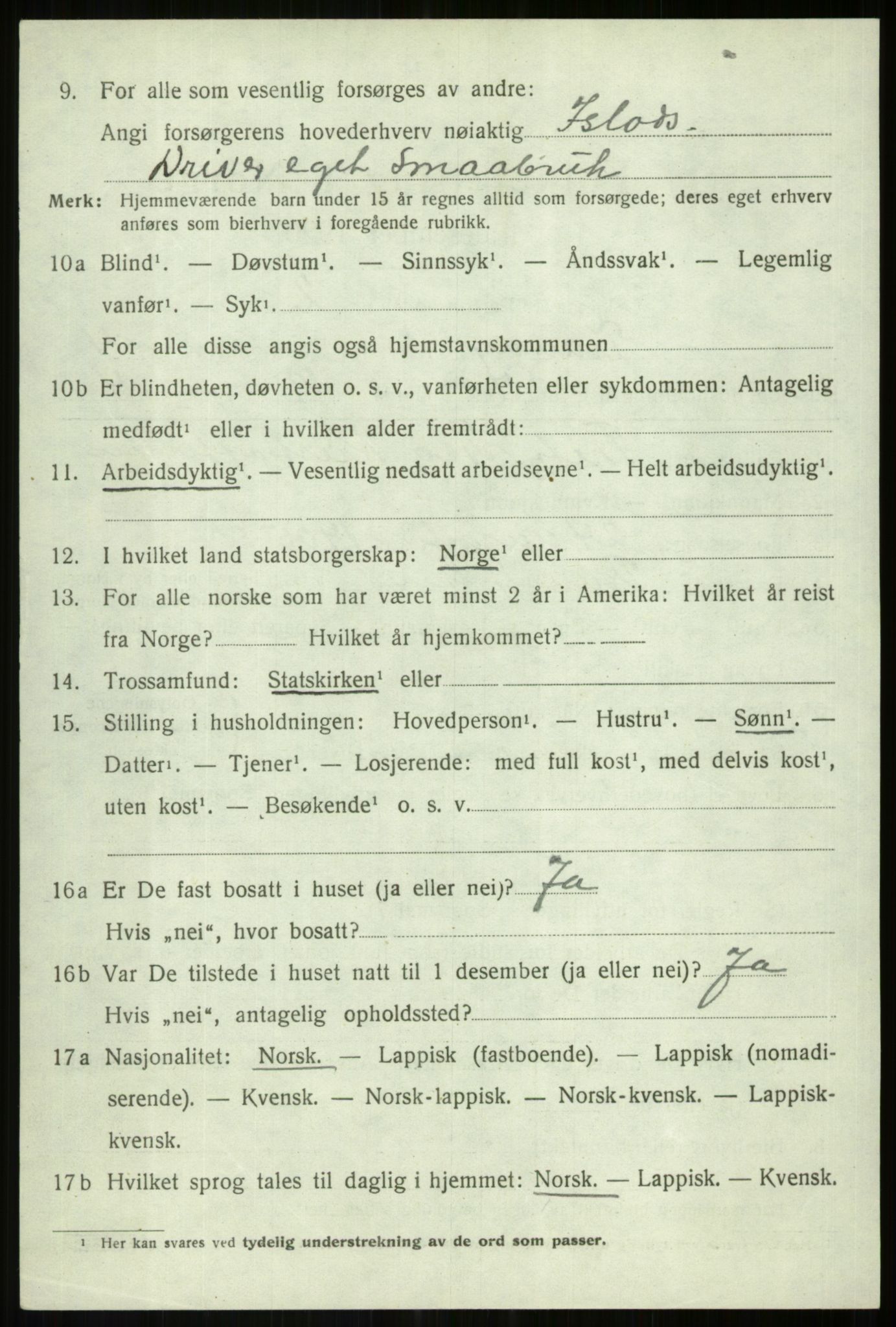 SATØ, Folketelling 1920 for 1927 Tranøy herred, 1920, s. 2056