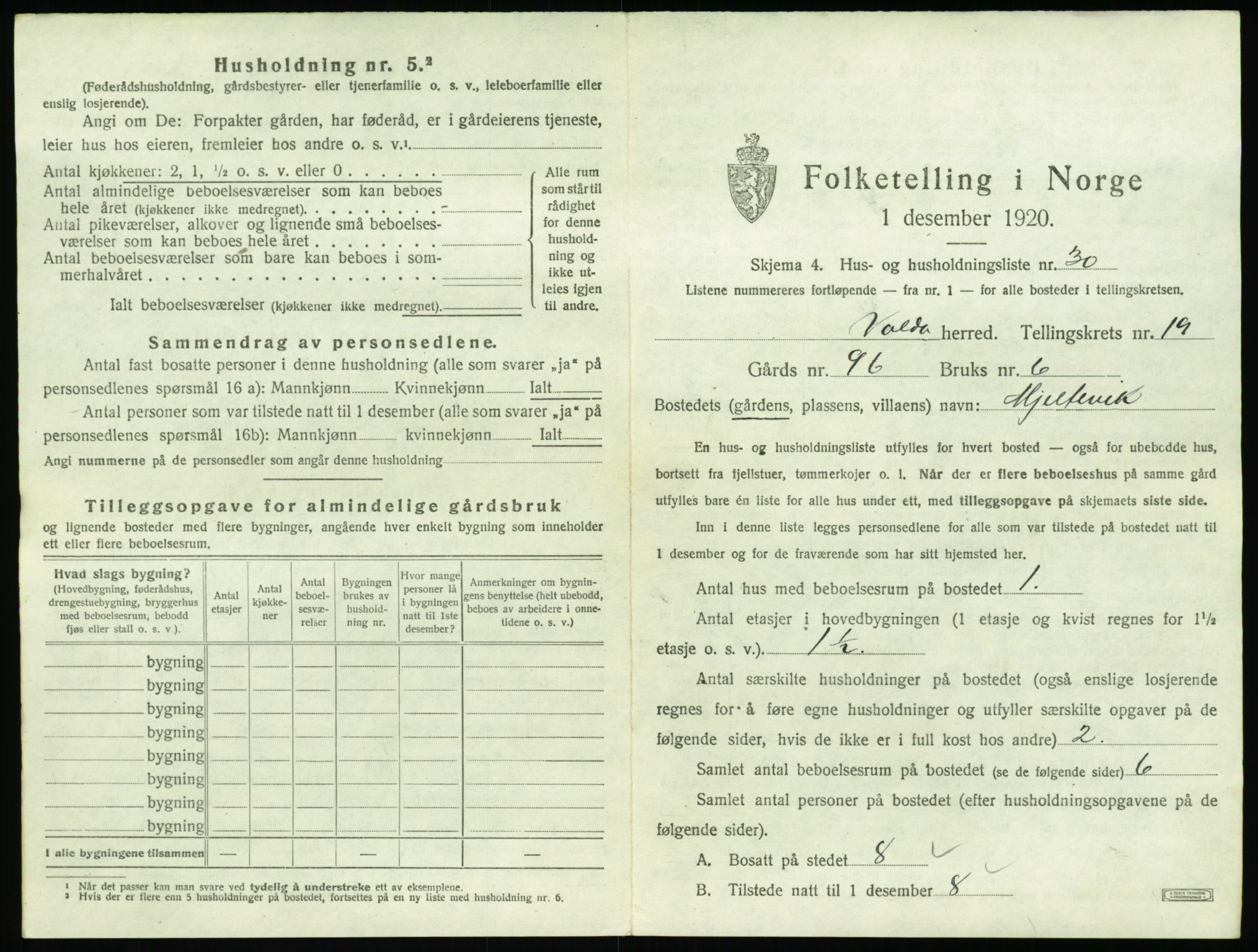 SAT, Folketelling 1920 for 1519 Volda herred, 1920, s. 1382