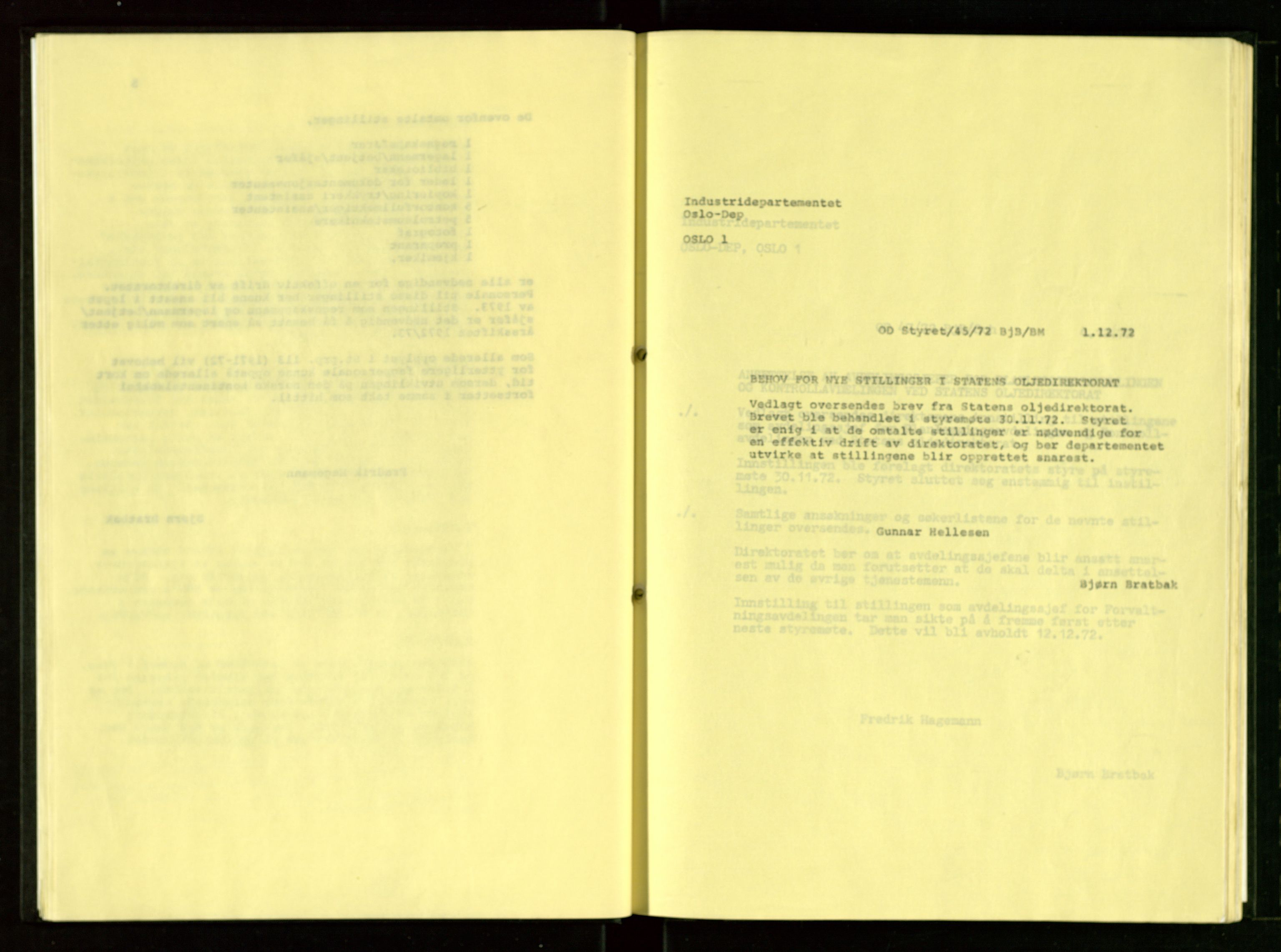 Oljedirektoratet, SAST/A-101366/Ba/L0001: Kopibok, 1972-1973