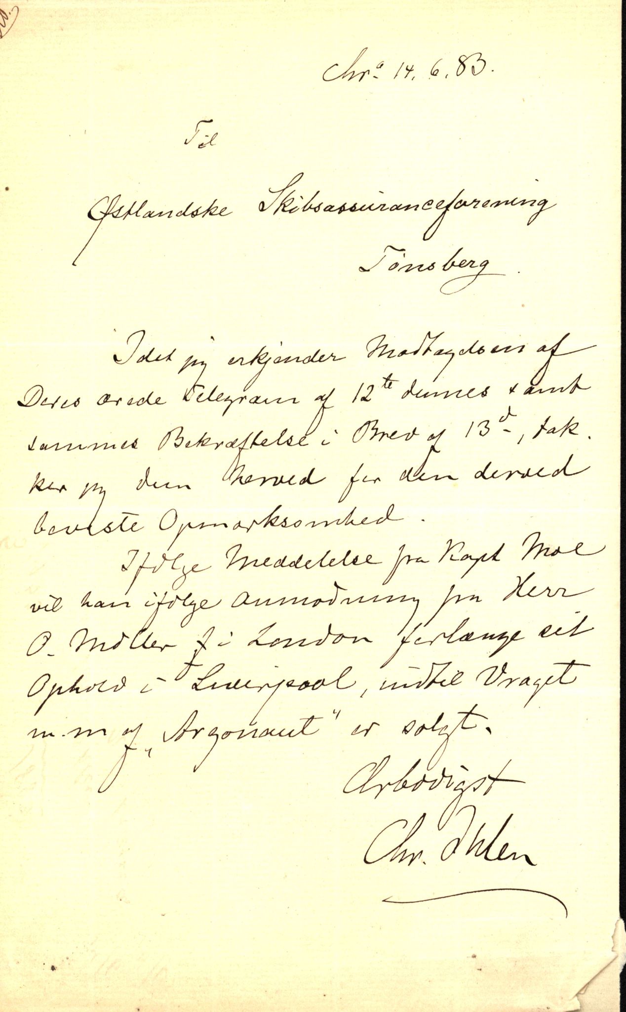 Pa 63 - Østlandske skibsassuranceforening, VEMU/A-1079/G/Ga/L0015/0009: Havaridokumenter / Insulan, Nymph, Argonaut, 1882, s. 42