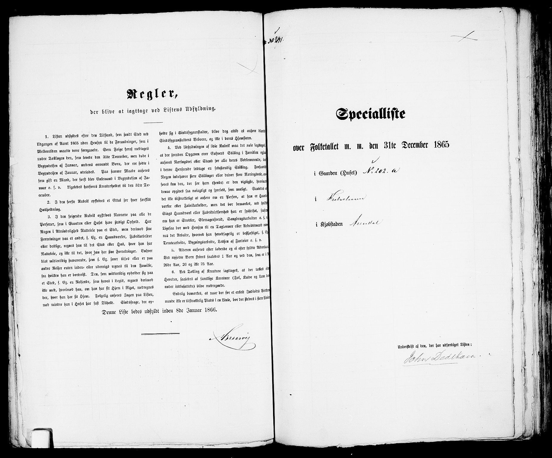 RA, Folketelling 1865 for 0903P Arendal prestegjeld, 1865, s. 489