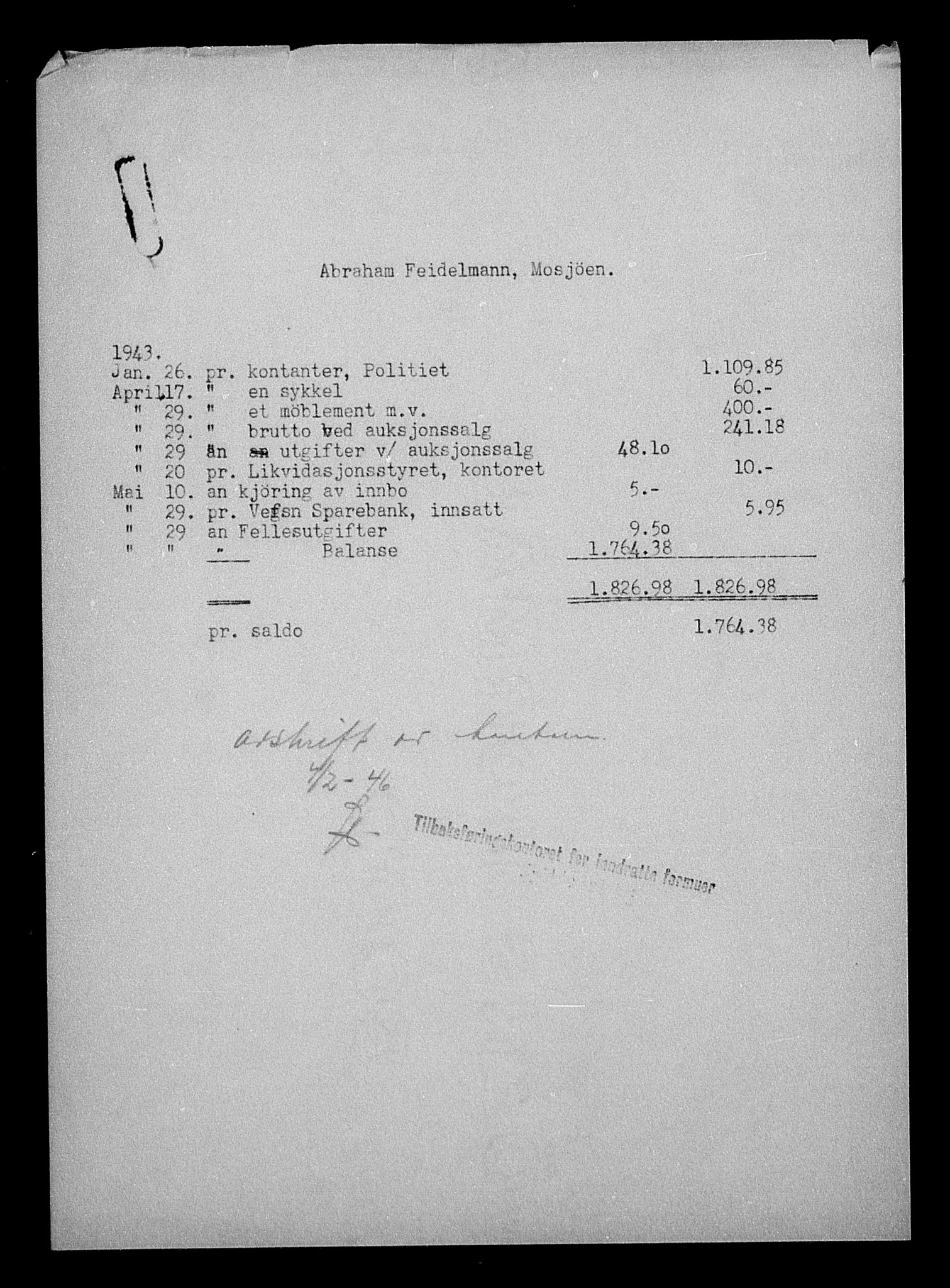 Justisdepartementet, Tilbakeføringskontoret for inndratte formuer, AV/RA-S-1564/H/Hc/Hcb/L0912: --, 1945-1947, s. 20