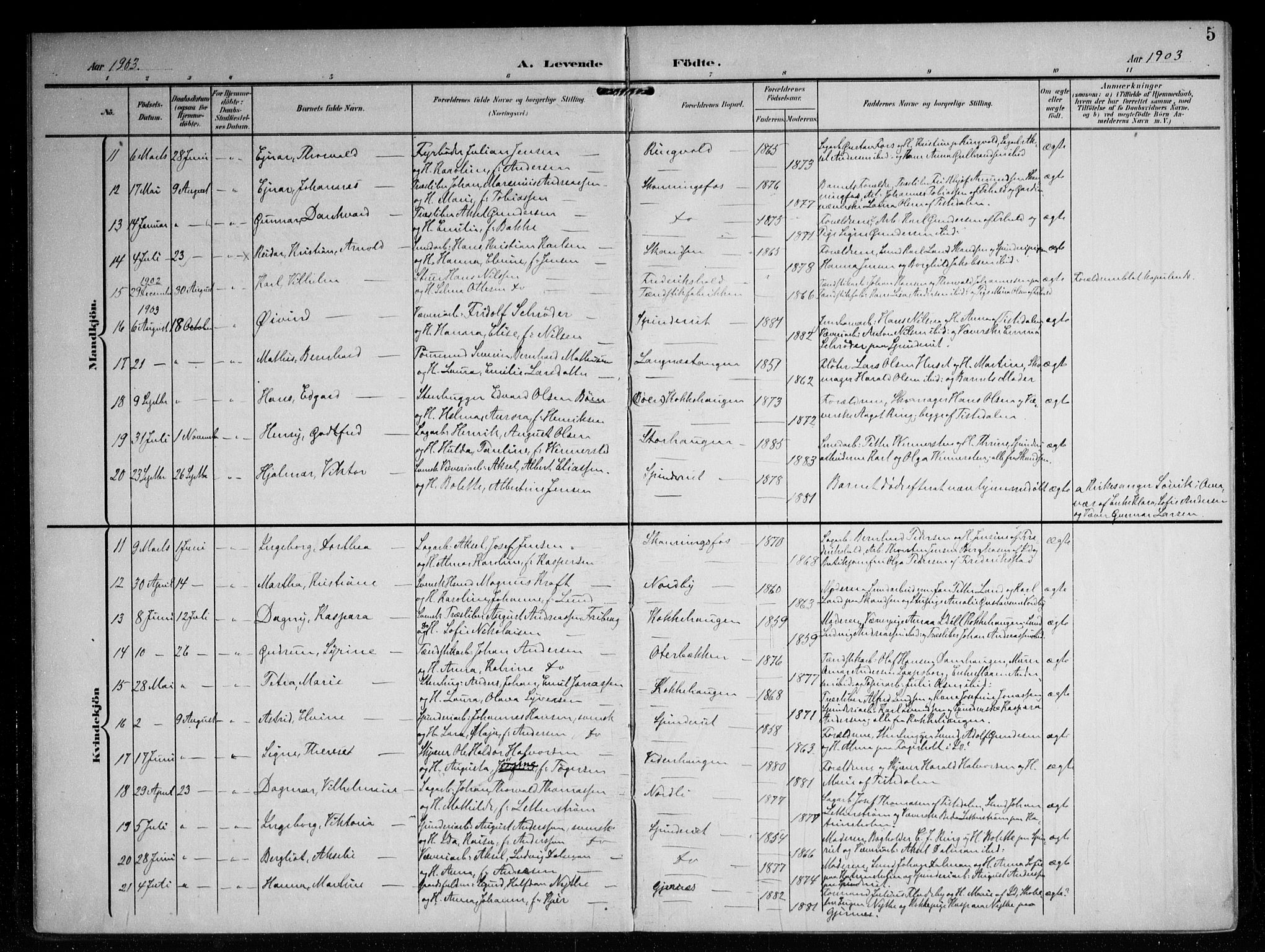 Berg prestekontor Kirkebøker, AV/SAO-A-10902/F/Fb/L0003: Ministerialbok nr. II 3, 1903-1919, s. 5