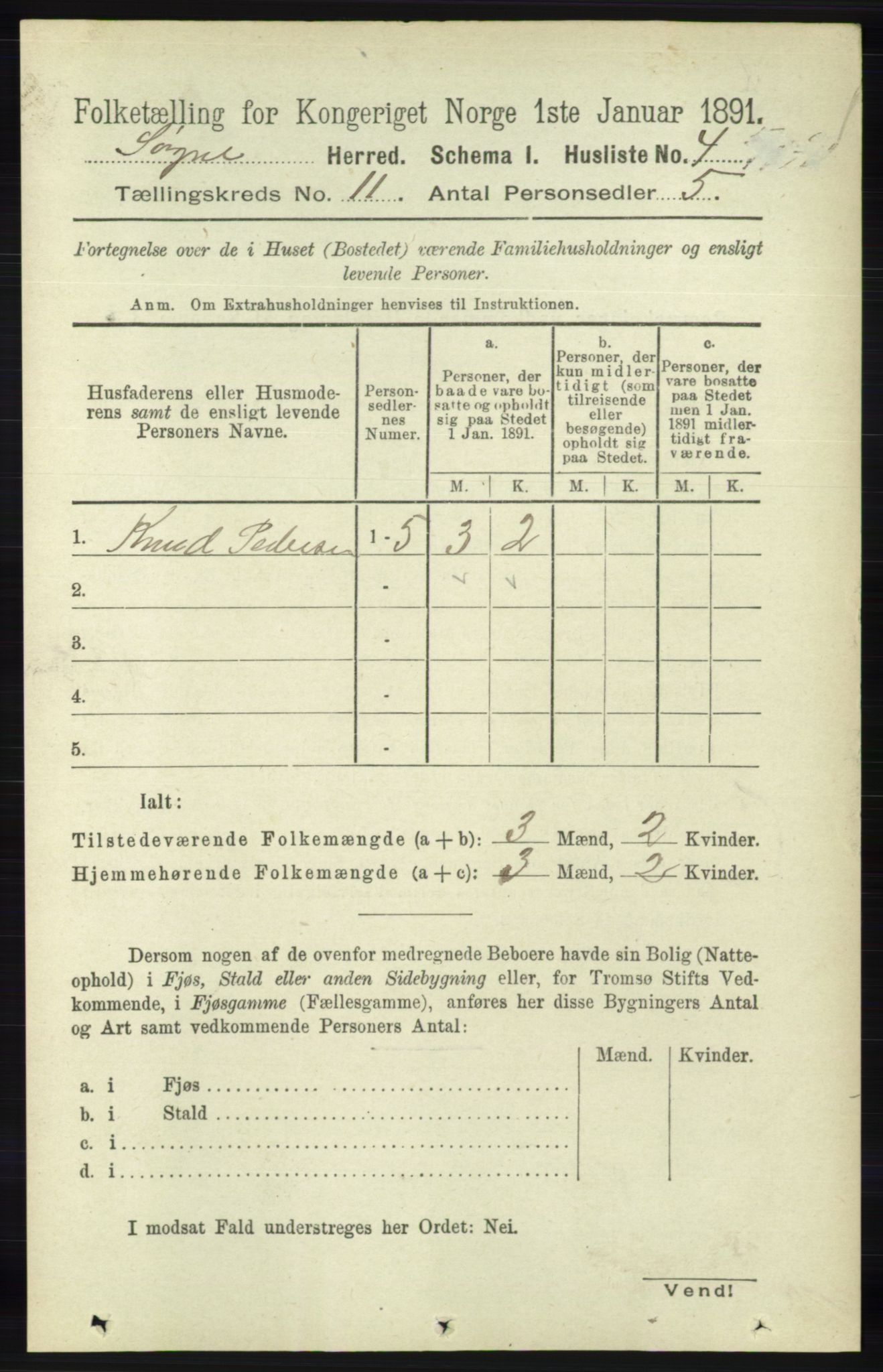 RA, Folketelling 1891 for 1018 Søgne herred, 1891, s. 2893